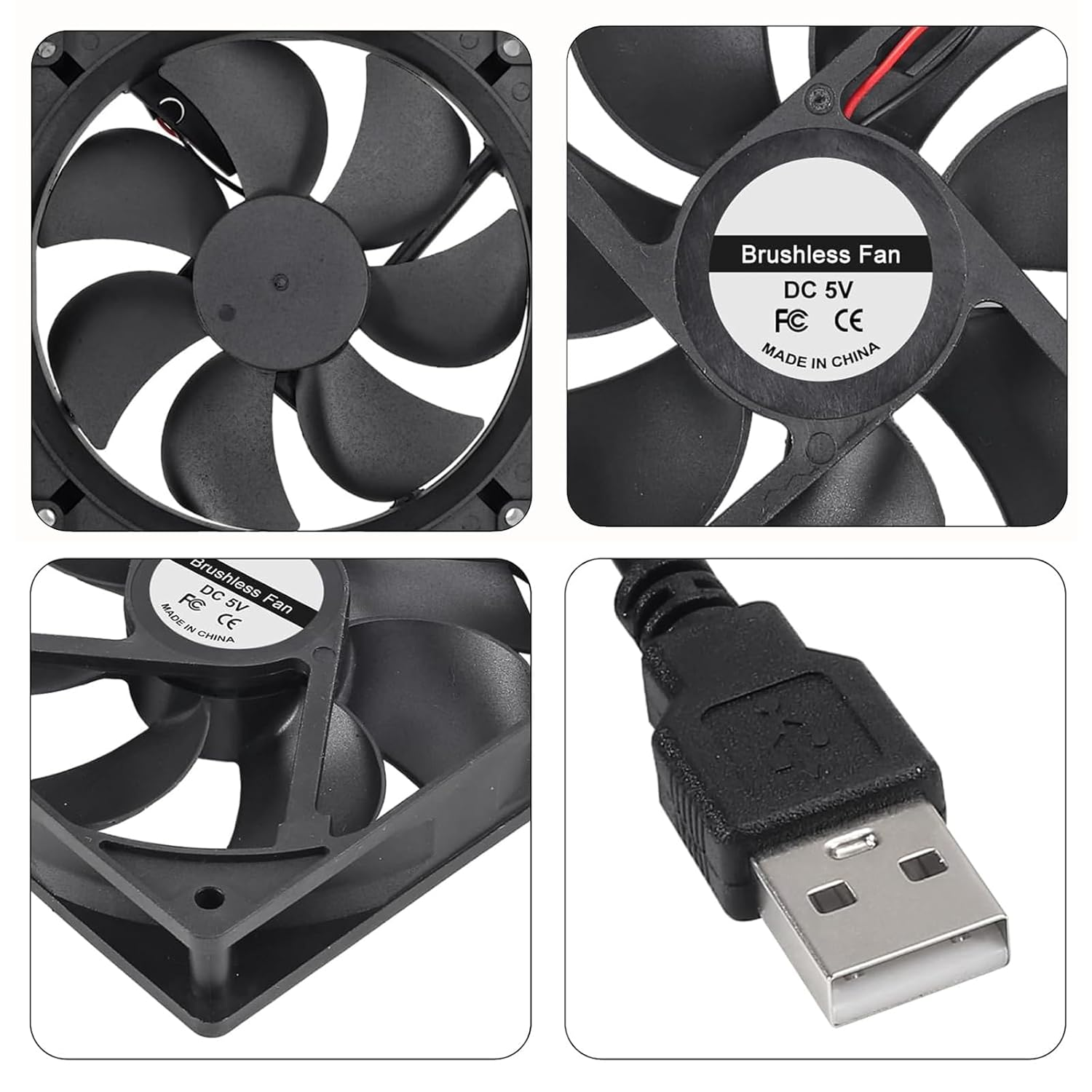 DIANN 2Pcs 120Mm 5V USB Computer PC Fan, 120X25Mm, Perfect for Desktop, Laptop, Refrigerator, Power Inverter, Server image number 5