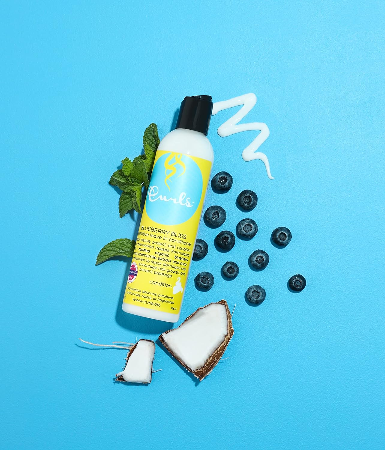 Curls Blueberry Bliss Reparative Leave in Conditioner - Repair Damage and Prevent Breakage - Encourage Hair Growth - for All Types 8 Oz image number 1