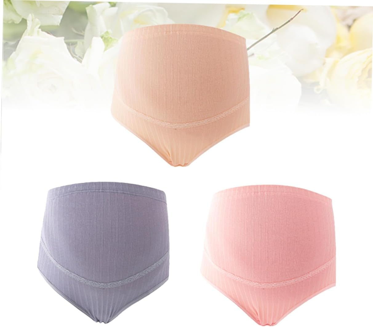 3Pcs Cotton High Waist Maternity Panties with Adjustable Stomach Lift Soft Breathable Nursing Underwear for Pregnant Women Random Color Random Color image number 5