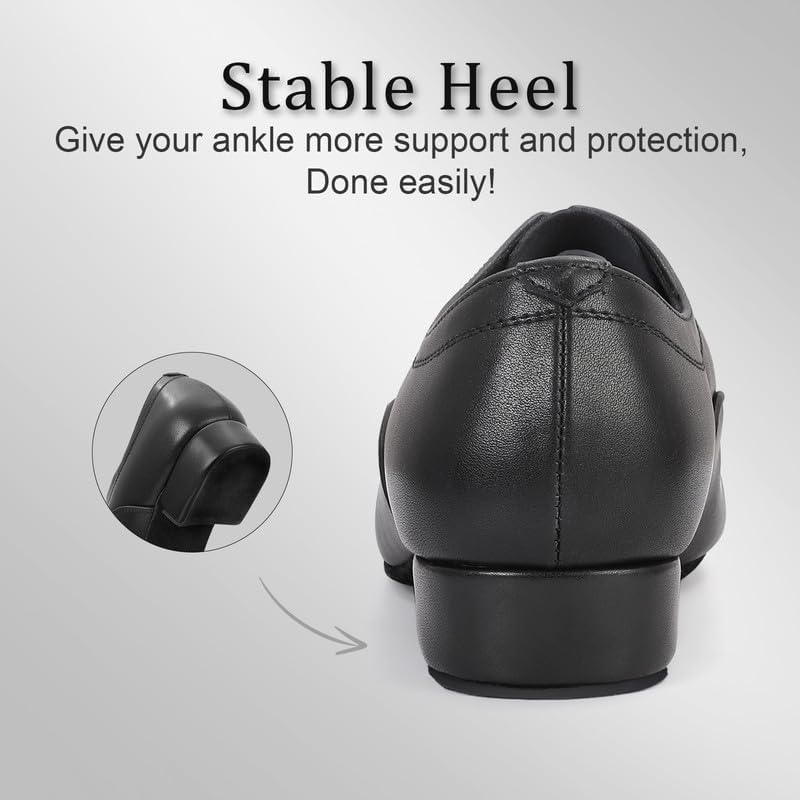 Men'S Ballroom Dance Shoes Leather Lace-Up Dancing Shoes Character Shoes for Latin Tango Salsa Waltz, Black image number 1