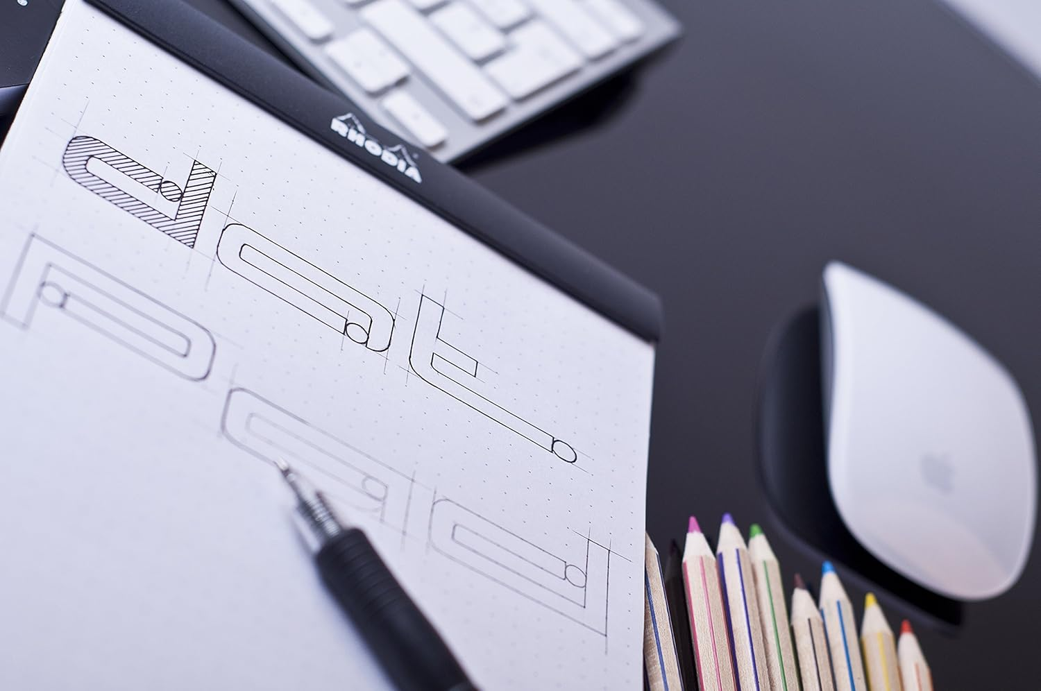 RHODIA 16559C - Stapled Notepad Dot Pad N&deg;16 Black - A5 - Dot Dotted - 80 Detachable Sheets - White Clairefontaine Paper 80 G/M&sup2; - Coated Card Cover - Pack of 10 Pads