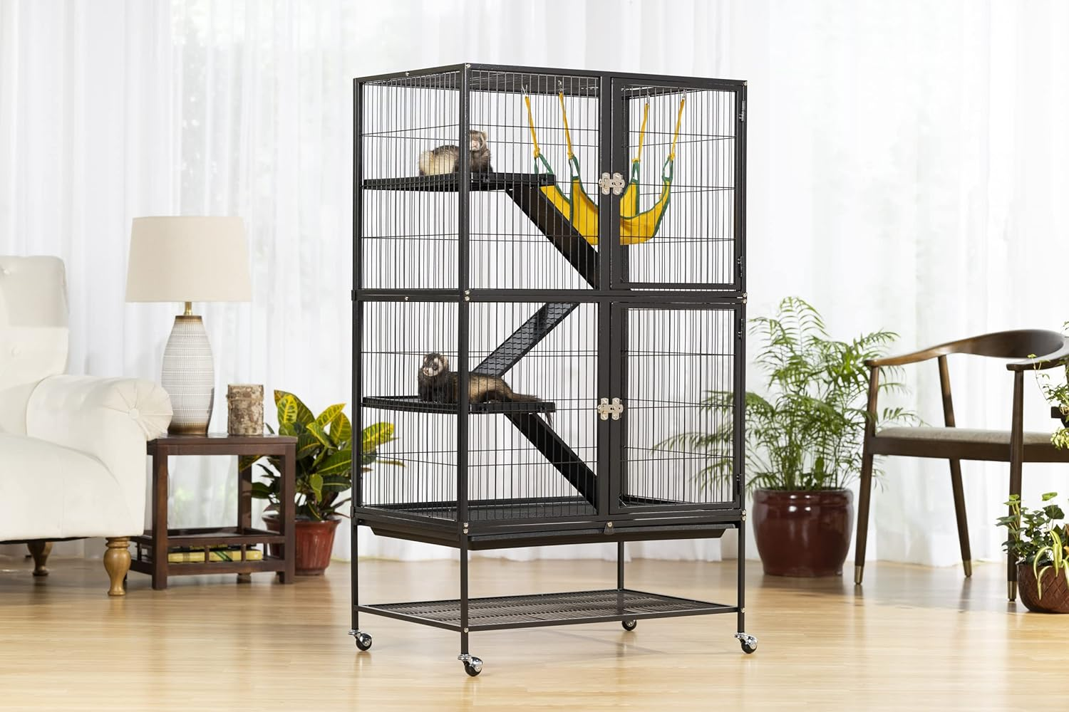 Prevue Pet Products 485 Feisty Ferret Home with Stand, Black Hammertone image number 2