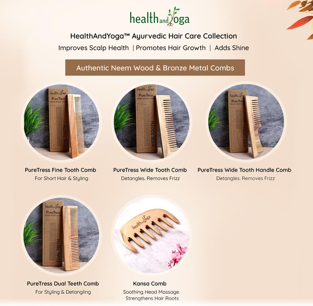 Healthandyoga(Tm) Puretress Handcrafted Neem Wood Comb - anti Dandruff, Non-Static and Eco-Friendly- Great for Scalp and Hair Health -7 Inches Wide Tooth Comb image number 3