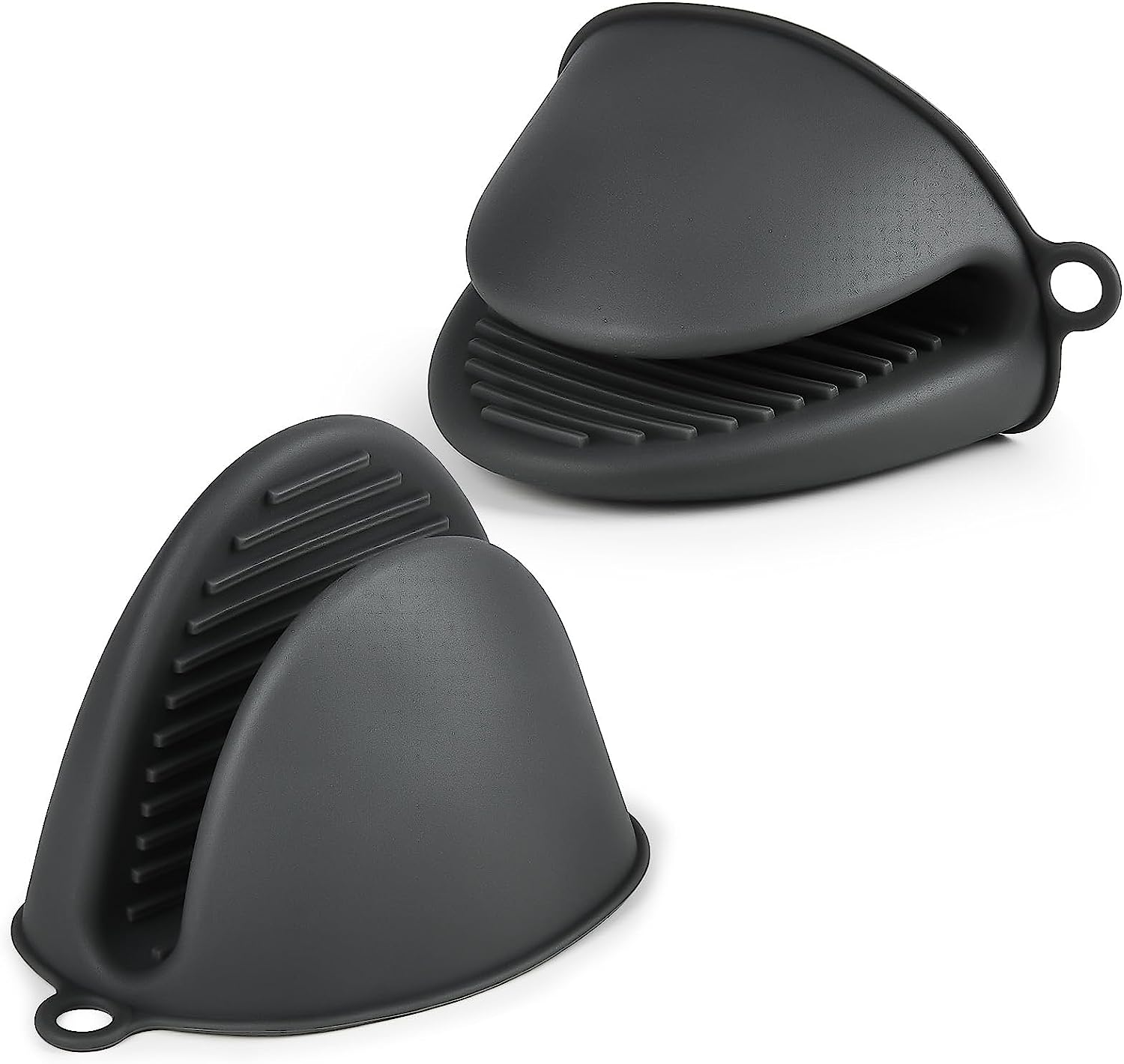 AUAUY 1 Pair Mini Silicone Oven Mitts, Heat Resistant Pot Holders Mitts, Cute Oven Pinch Grip Gloves, Small Potholders for Kitchen, Air Fryer Mitts Pair for Cooking, Baking and Grilling (Grey)