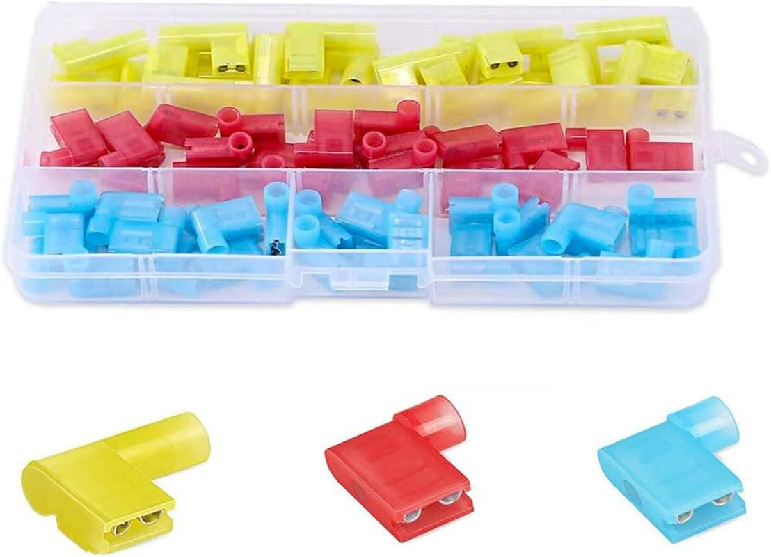 60Pcs Fully Right Angle Insulated Female Flag Spade Terminals Connector 0.5-6Mm image number 2