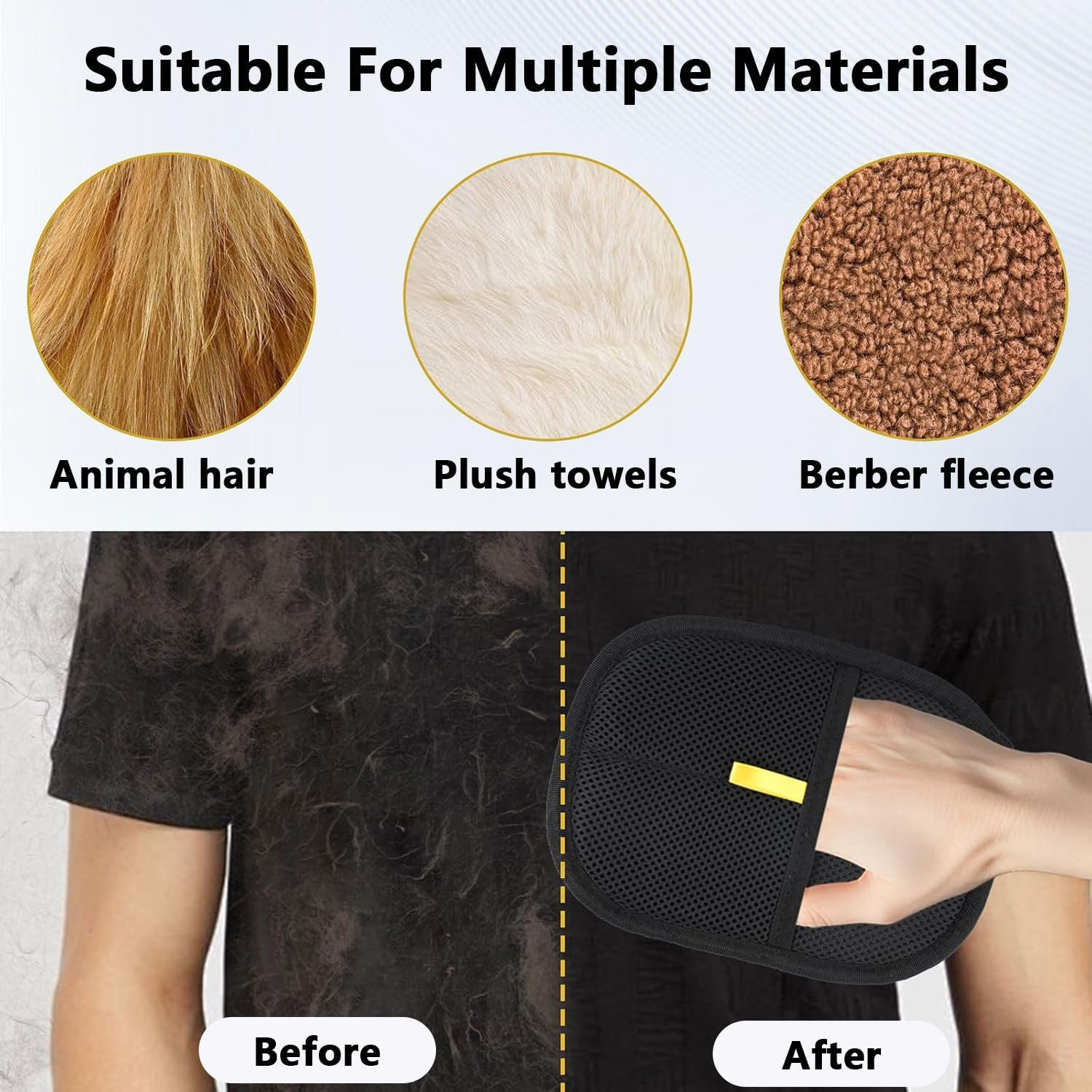 2 Pcs Static Pet Hair Remover Gloves,Pet Hair Removal Glove for Cats & Dogs,Upgraded Animal Fur Removal Tool for Couch, Furniture, Carpet, Curtain, Clothing image number 1