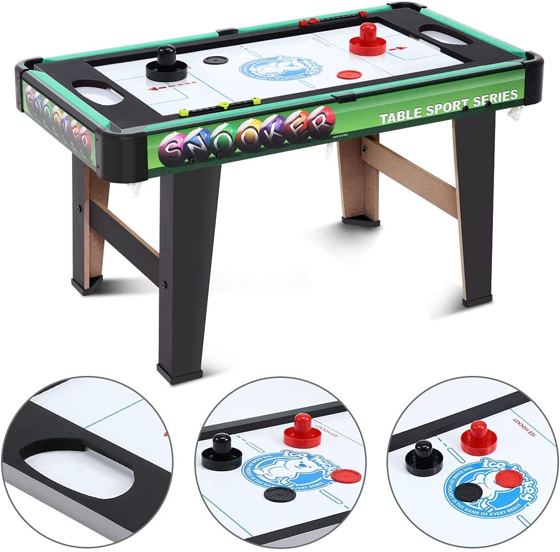 Multi Game Table 4-In-1 Family Entertainment Game Table with Air Hockey Pool Football Soccer Table Tennis Multi-Activity Combination Kids Game Table image number 6