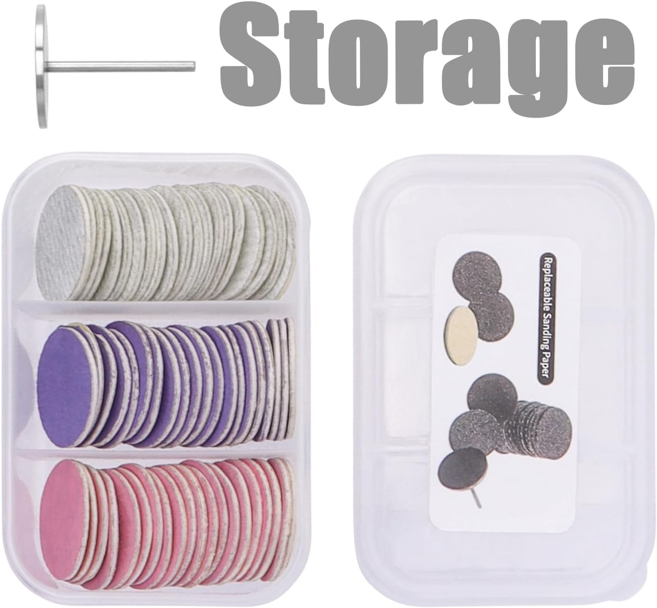 60 Pcs Sanding Paper Discs with 1 Pc Metal Nail Drill Bit Self-Adhesive Sand Paper Disc Pads Polisher for Manicure Pedicure Supplies Tools Foot E-File, 180# Grit image number 3