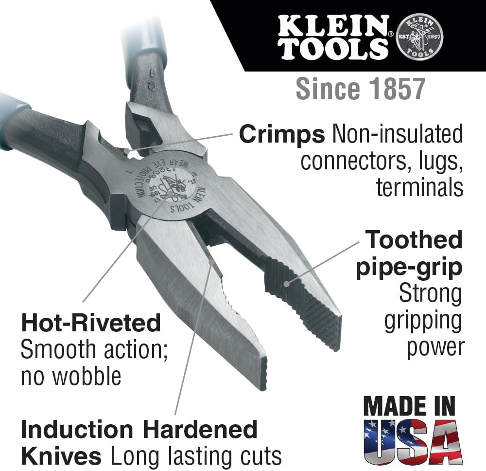 Klein Tools Journeyman Universal Combination Pliers, Crimping Die behind Hinge for Superior Leverage, J12098 image number 1