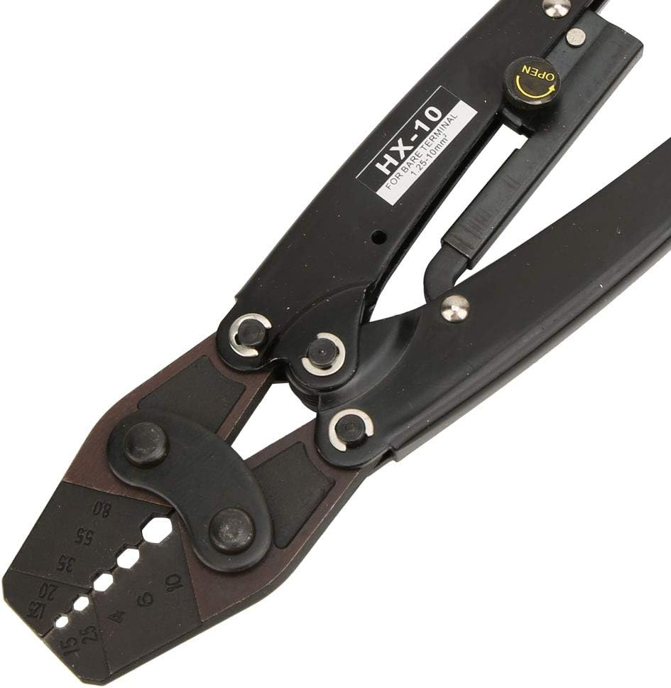 HX-10 Carbon Steel Wire Crimper Ratcheting Terminal Crimper Pliers 1.25~&sup2; AWG10-6 image number 4