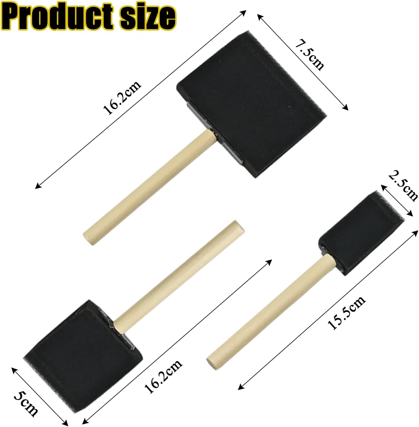 5 Pcs Foam Brush, Sponge Paint Brush, Painting Decorating Varnish Staining Wooden Handles Mixed Set for Applying Dye, Paint, Stain, Varnish and Oil to Wood. Perfect for Arts, Crafts, Cleaning and More image number 1