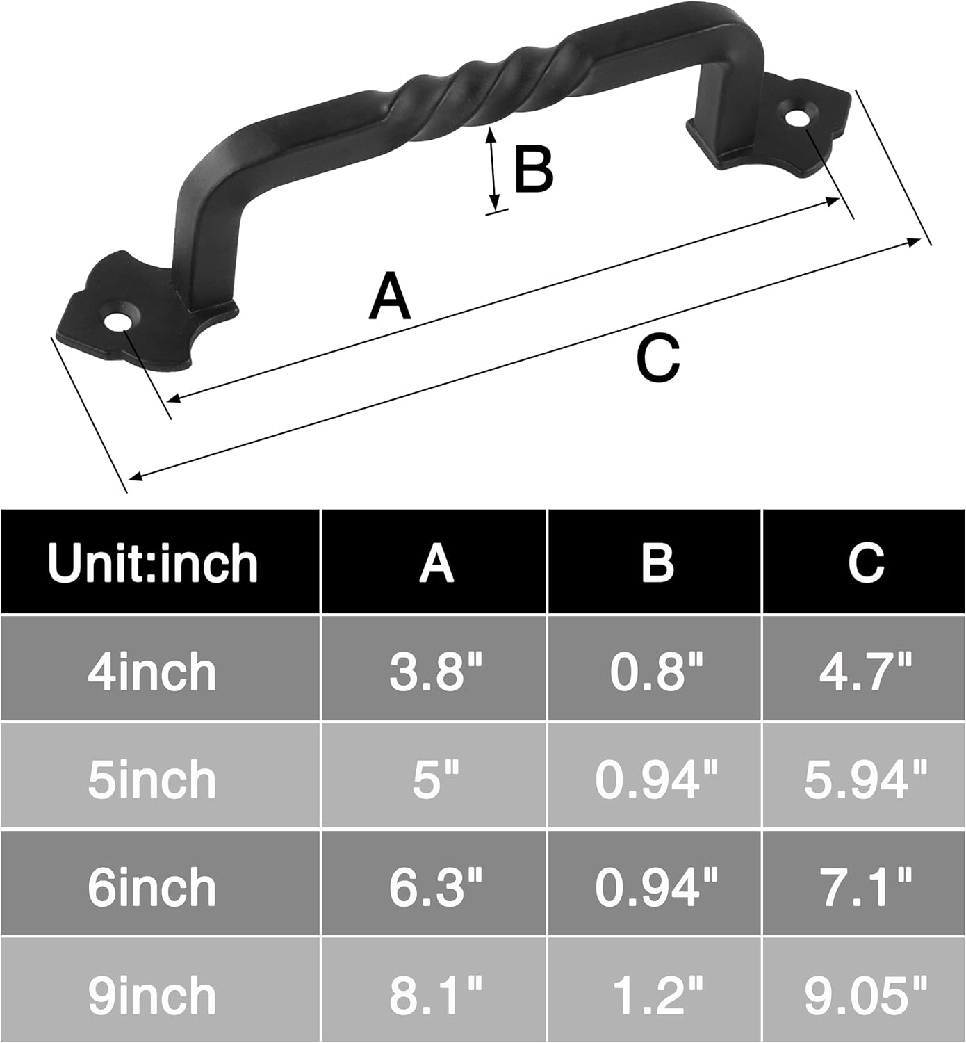 OVOV 4 Pack Barn Door Pull Handle Hardware for Wooden Garden Gate Shed Cabinet Door (4Pcs 5Inch) image number 4