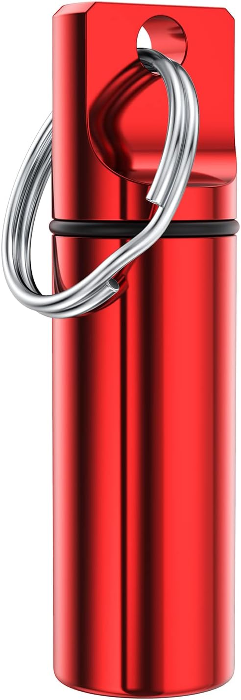 Small Pocket Pill Box Keychain , Aluminium Alloy Portable Mini Pill Organizer Case Container for Purse, Waterproof Metal Pill Holder Medicine Bottle for Outdoor Camping Travel (Silver)