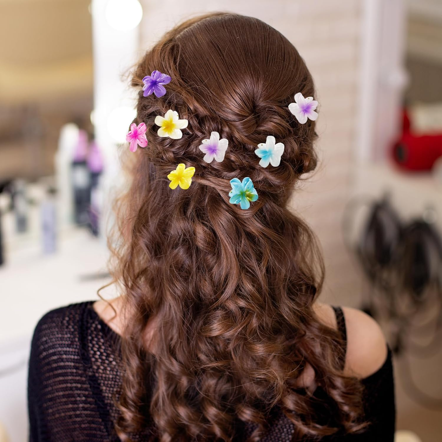 Bliceon Pack of 16 Small Flower Hair Clips, Small Hair Clips, Girls Ladies, Mini Flower Clips, Hair Accessories, Hair Styling, 4 Cm image number 6