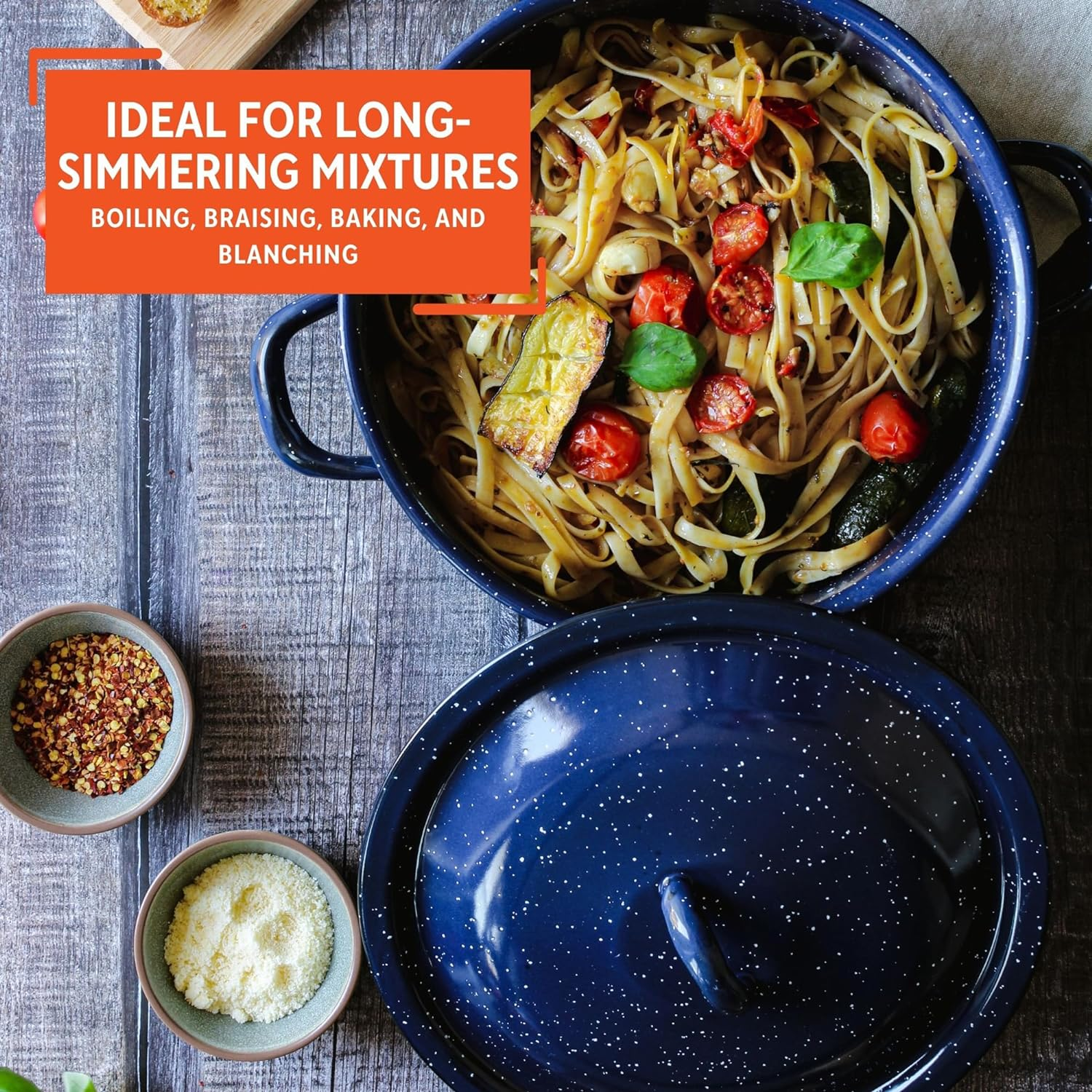 IMUSA USA C20666-1063310W Speckled Stock Pot with Lid 6-Quart, Blue image number 5