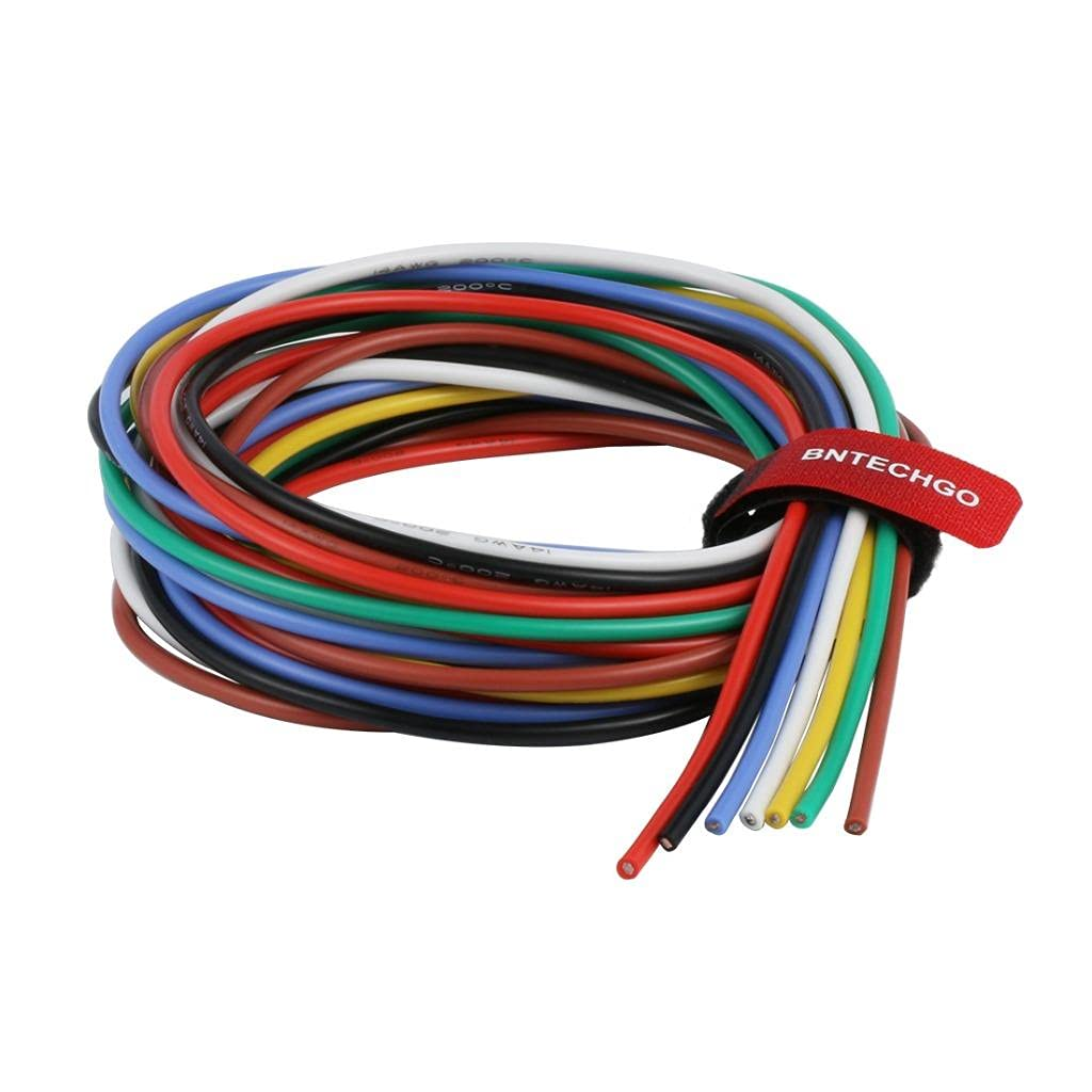 BNTECHGO 14 Gauge Silicone Wire Ultra Flexible 20 Feet High Temp 200 Deg C 600V 14 AWG Silicone Wire 400 Strands of Tinned Copper Wire Stranded Wire Model Battery Cable Black and Red Each Color 10 Ft
