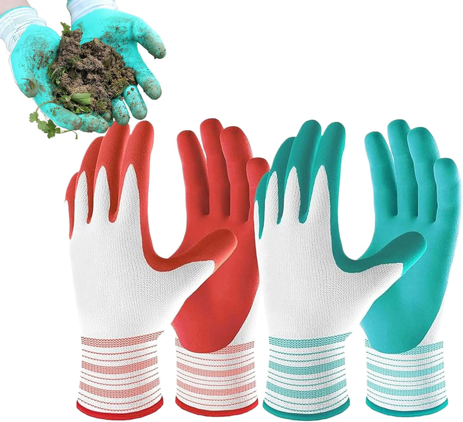 Garden Gloves, Gardening Gloves, 2 Pairs Work Gloves with Breathable Rubber Coated, Rubber Gloves for Ladies Women Yard Fishing Camping, Outdoor Protective Gardening Gloves, Gardening Gifts image number 3