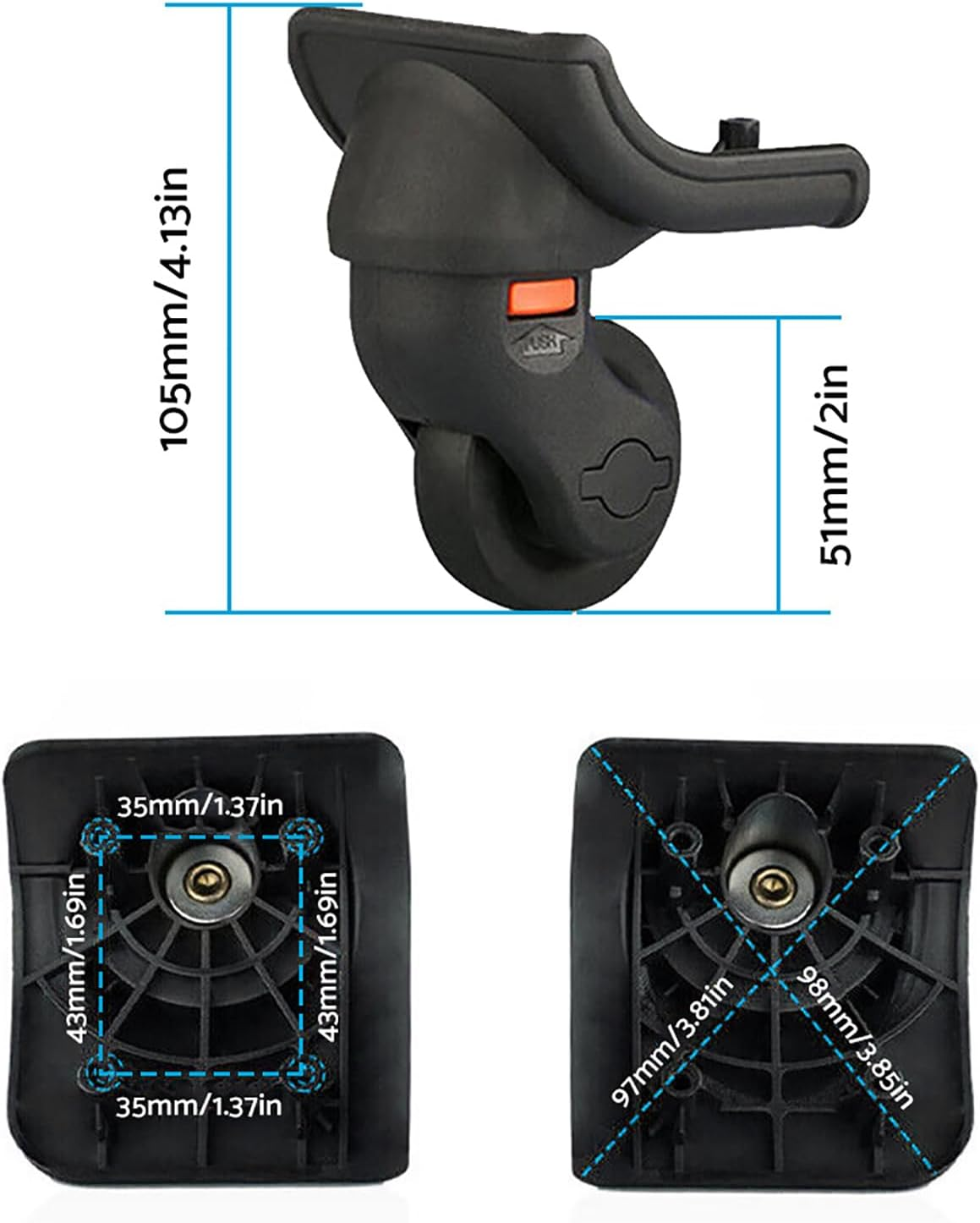 ALL in RED BOX Replacement Luggage Wheels 360 Swivel Luggage Replacement Wheels Suitcase Repairment Wheels image number 1