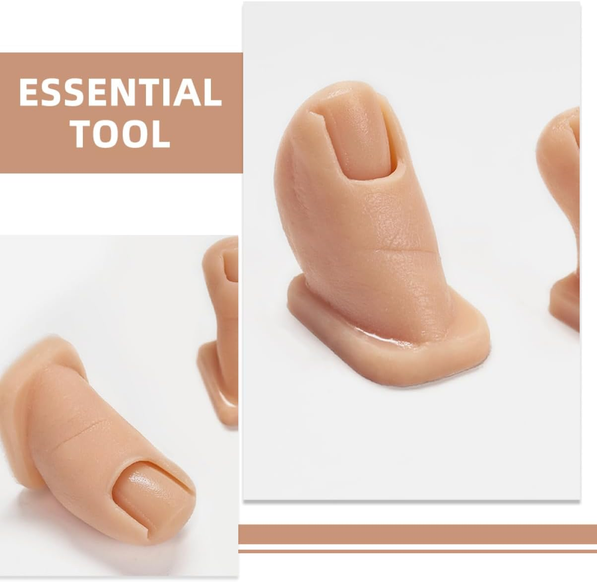 Mikinona 2Pcs Nail Tips Toe Nail Art Practice Realistic Silicone Toe Mannequin Hands for Acrylic Art Training image number 1