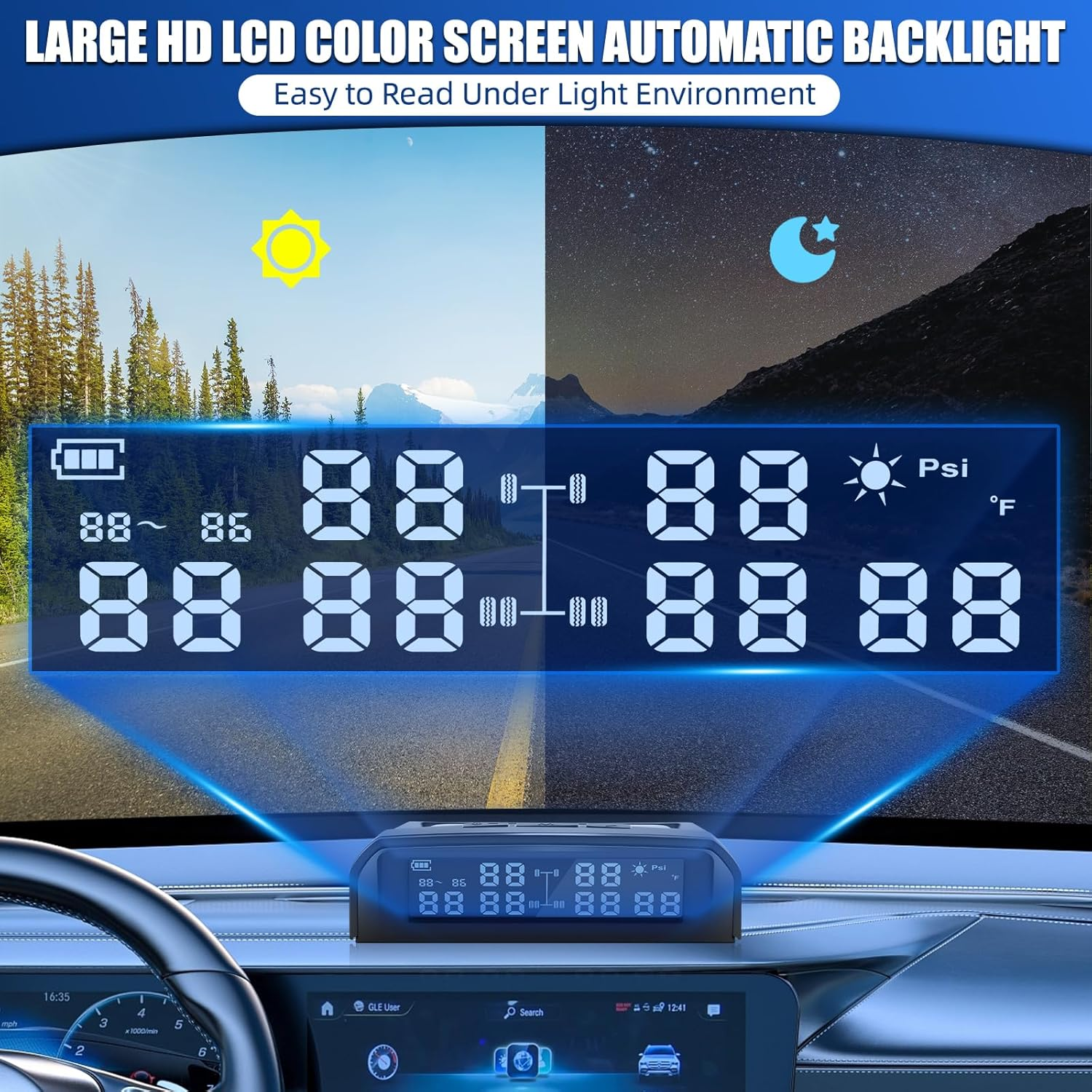 RV Tyre Pressure Monitoring System W/Solar Charge,Trailer TPMS W/6 External Sensors & 6 Alarm Modes,Lcd Real Time Display,Auto Sleep Mode,Tire Pressure Monitor for RV Trailer Truck Pickup (0-144 PSI) image number 5