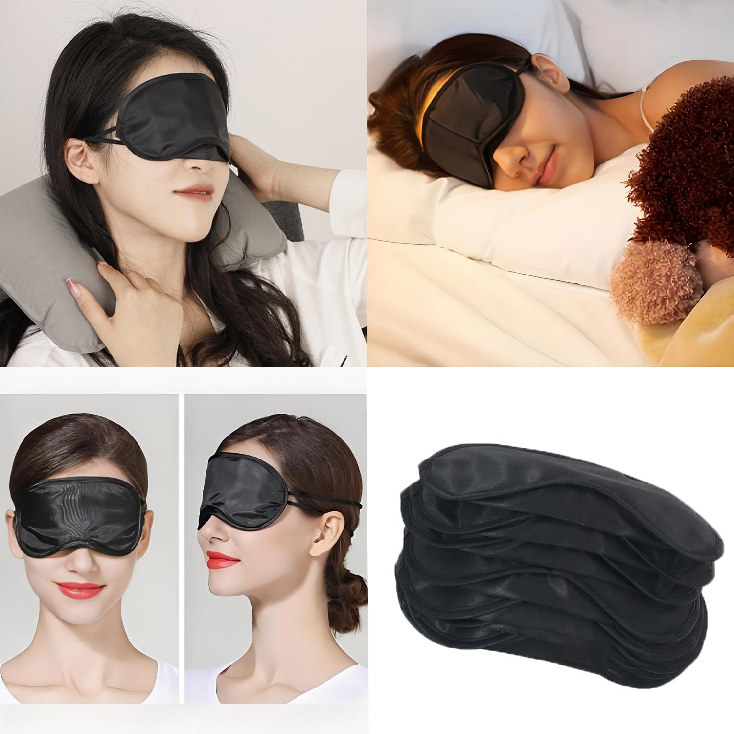 30PCS Black Sleep Eye Masks,Lightweight Breathable Eye Masks with 2 Adjustable Elastic Straps,Soft Night Use Eye Cover (Black) image number 2