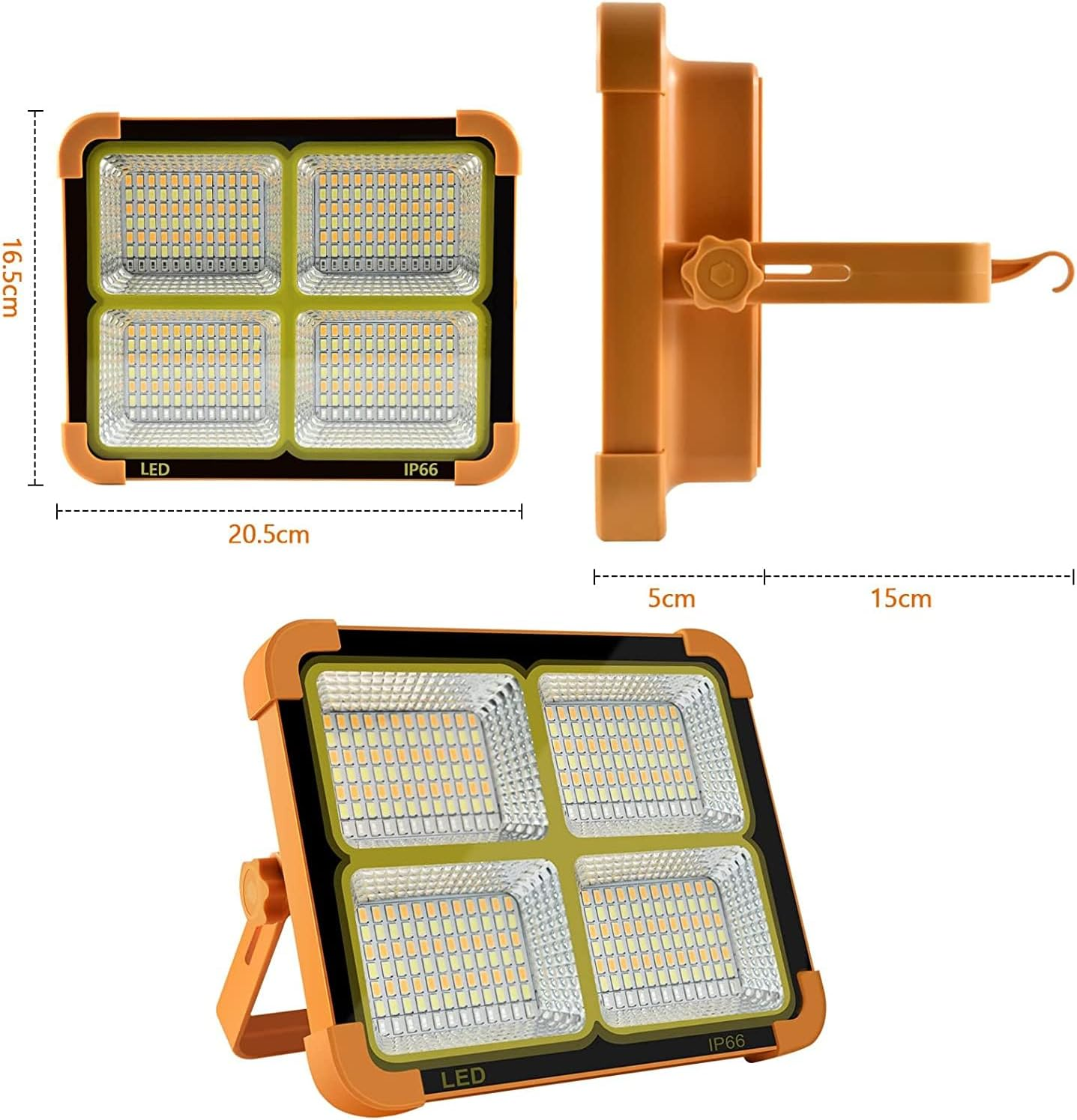 Portable Led Work Solar Light IP66 with Stepless Brightness Job Site Battery image number 3
