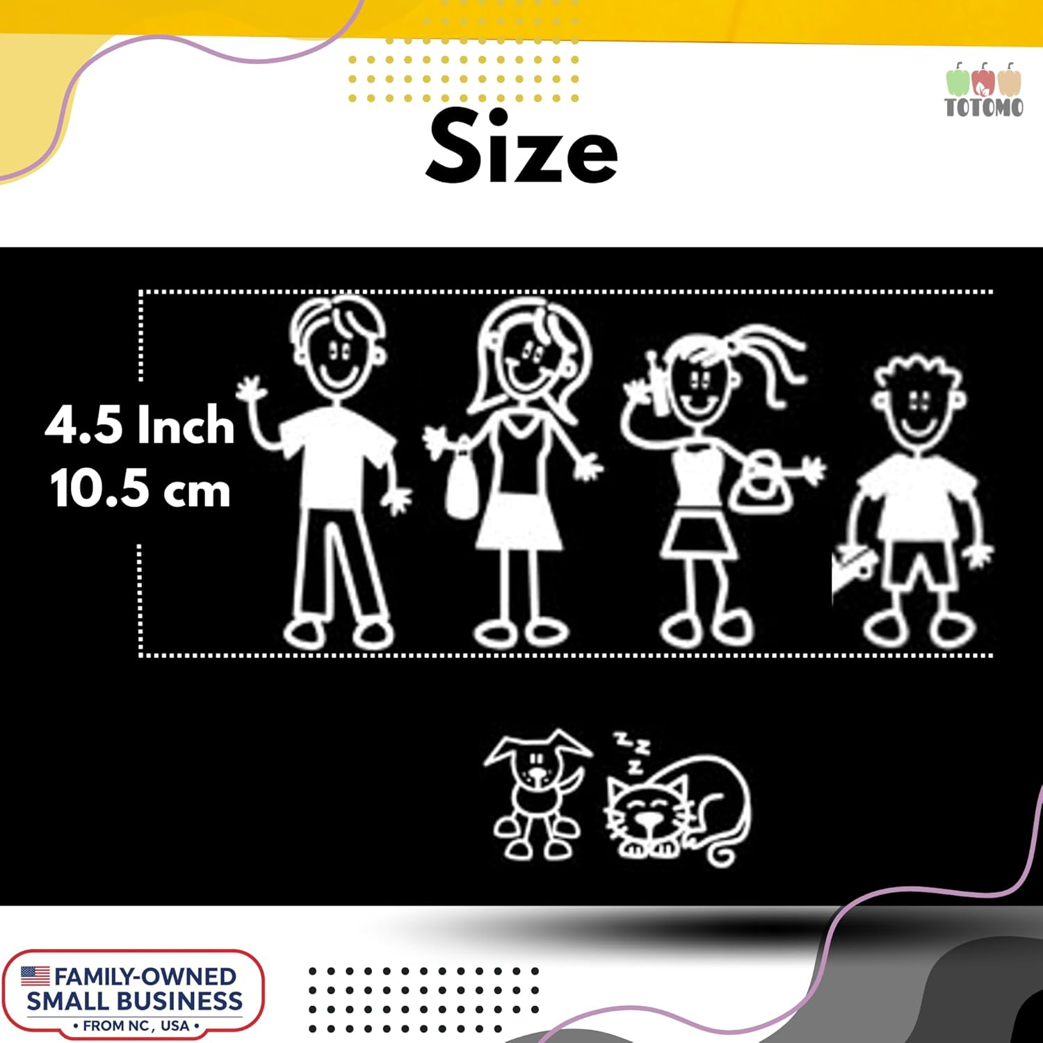 TOTOMO 48 Stick Figure My Family Car Stickers with Pet Dog Cat Fish Rabbit Bird Family Car Decal Sticker for Windows Bumper image number 6