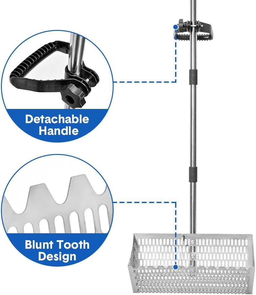 ALSTON Beach Rake Stainless Steel Sand Flea Rake 140Cm Long Detachable Handle and Shark Tooth Wide Sifter for Easy Sand Flea Removal with Bonus Basket and Tools image number 5