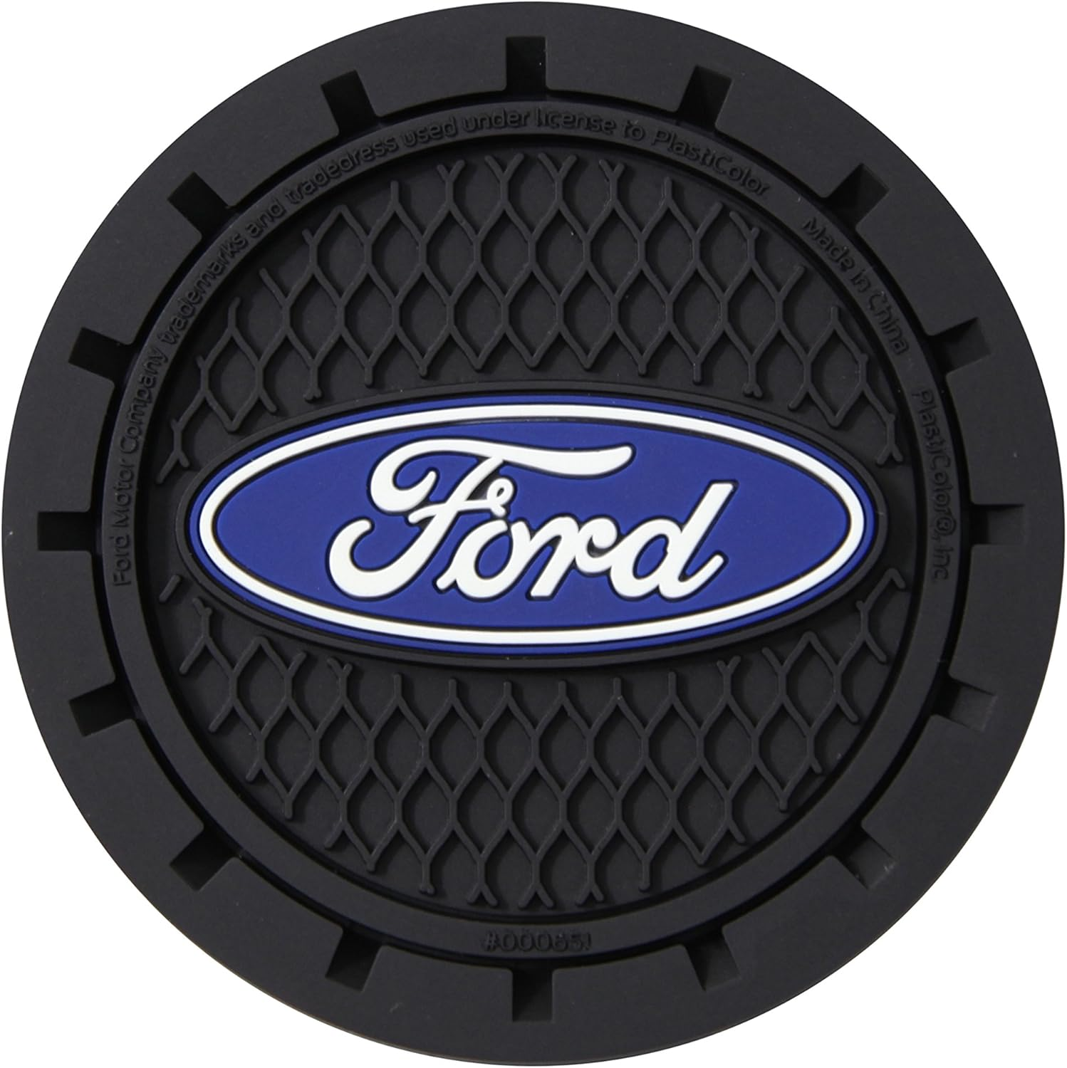 Plasticolor 000651R01 Ford Oval Auto Car Truck SUV Cup Holder Coaster 2-Pack, Blue image number 2