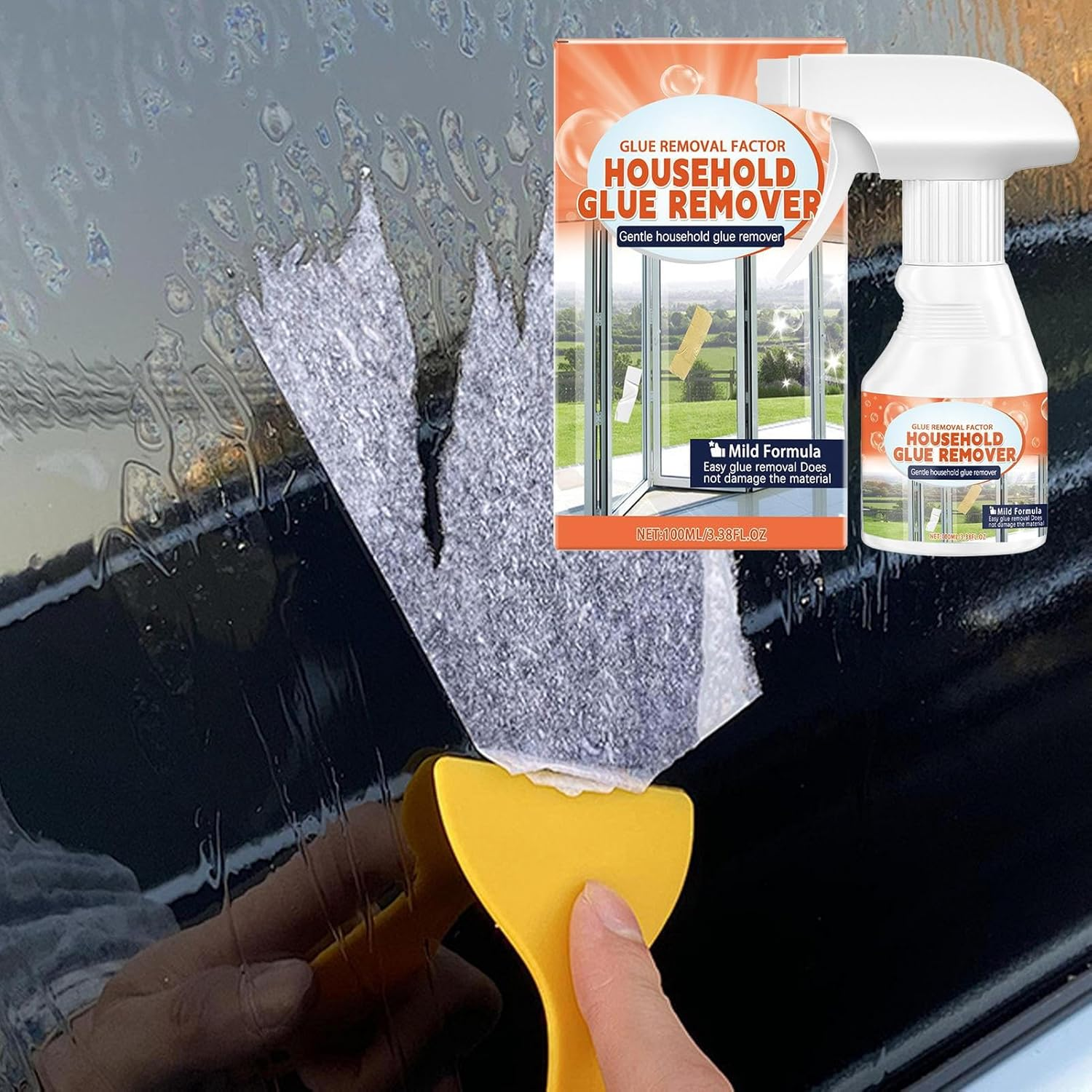 Wjnflqn Glue Gone Adhesive Remover | Labels Removal Solution | 100Ml Gentle Multipurpose Adhesive Remover for Tile Furniture Home Renovation Woodworking Wall Mirror Window Door Floor