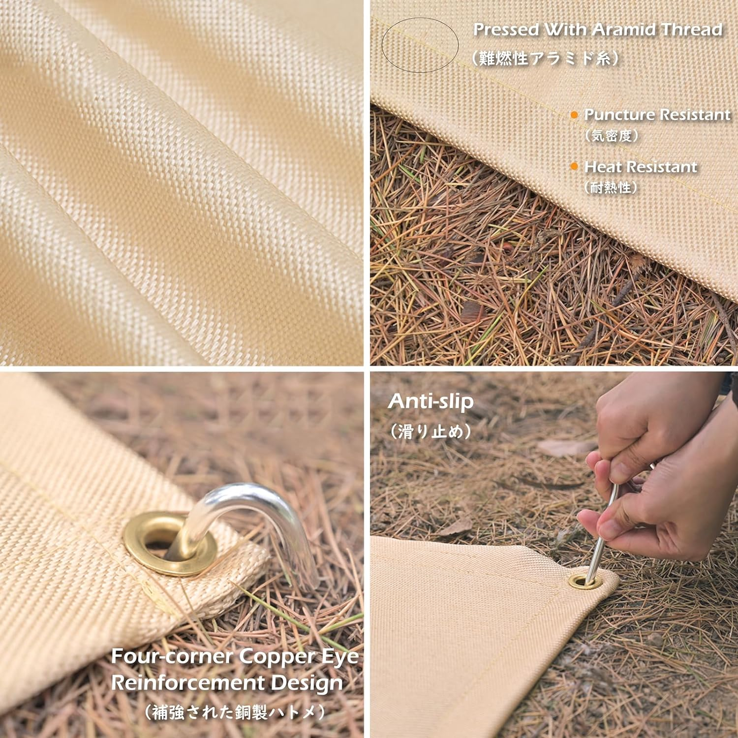 TRIWONDER Fire Blanket Fire Pit Mat under the Grill Protective Deck Patio Grass BBQ Fiberglass Gas Grill Mat Plumber'S Pad Oil Pad Fire Retardant Blanket (Beige, 50X50Cm) image number 3