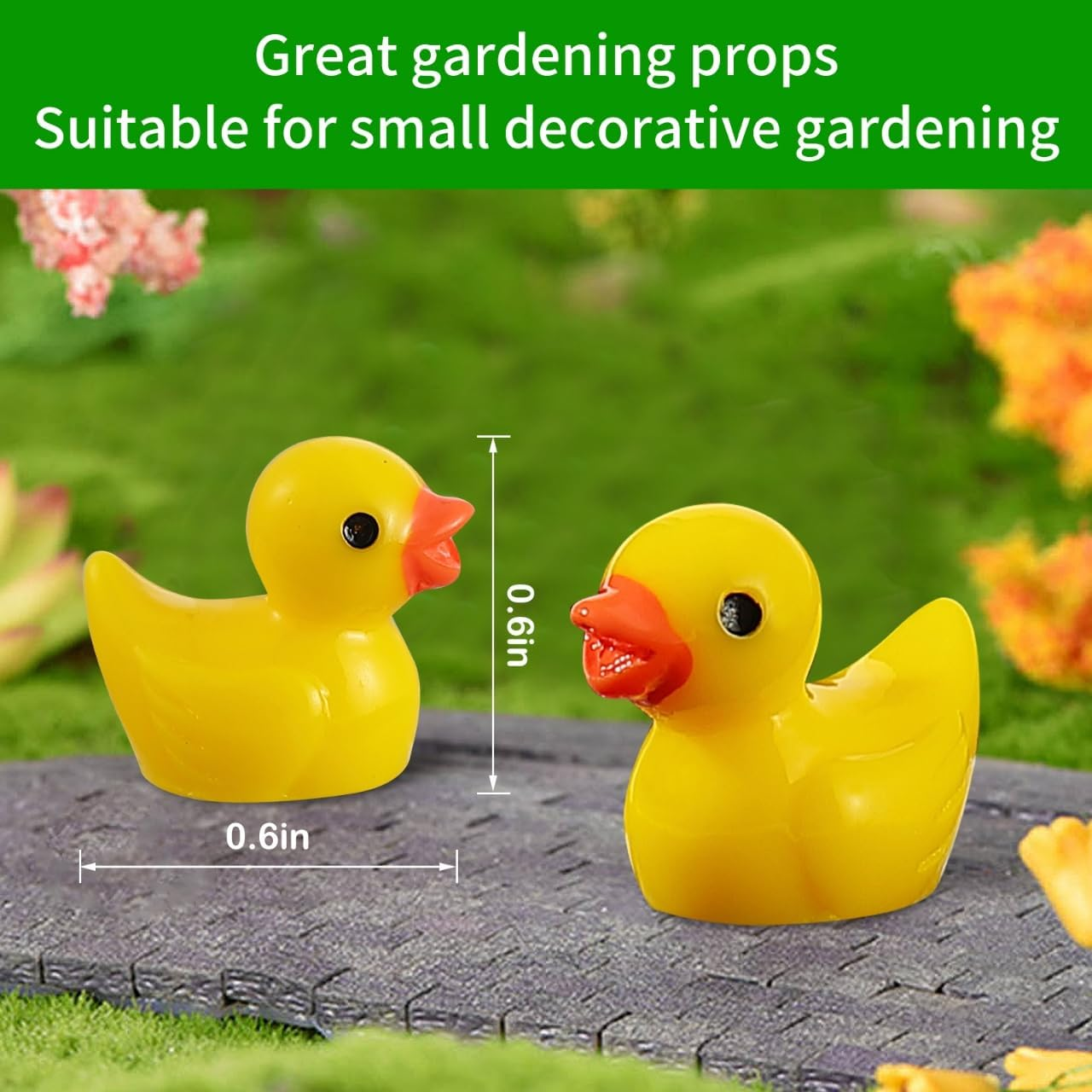 100 Pcs Mini Resin Ducks Bulk Tiny Set for Potted Miniature Decoration Garden Dollhouse Cake DIY Slime Kit Craft Charms Party Toys Yellow image number 1