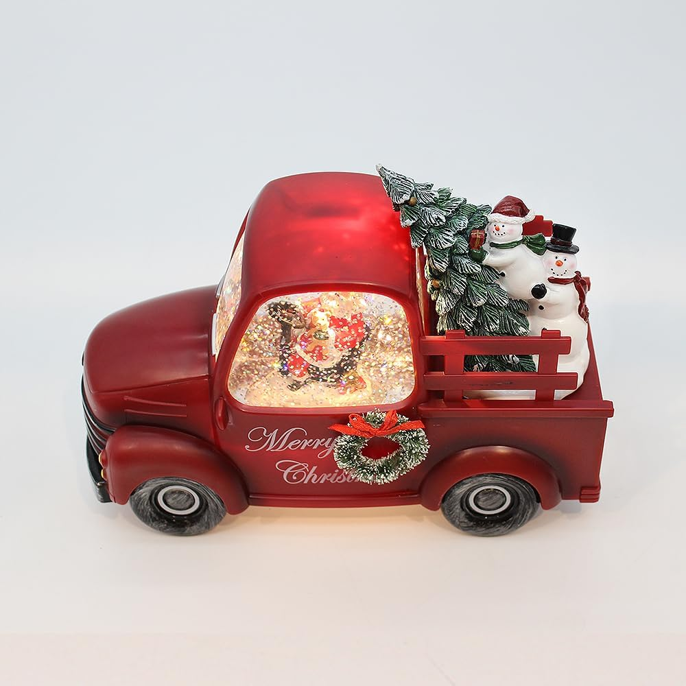Christmas Musical Red Truck Water Lantern with Swirling Confetti LED Lights image number 5