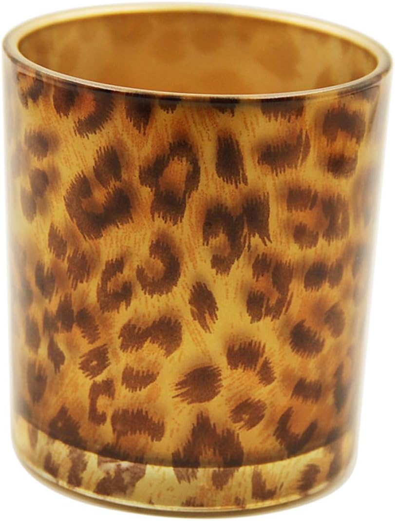 CORHAD Leopard Print Glass Candle Holder Stylish Decorative Cup for Home for Valentine Day Celebrations for Living Room and Kitchen Use image number 5