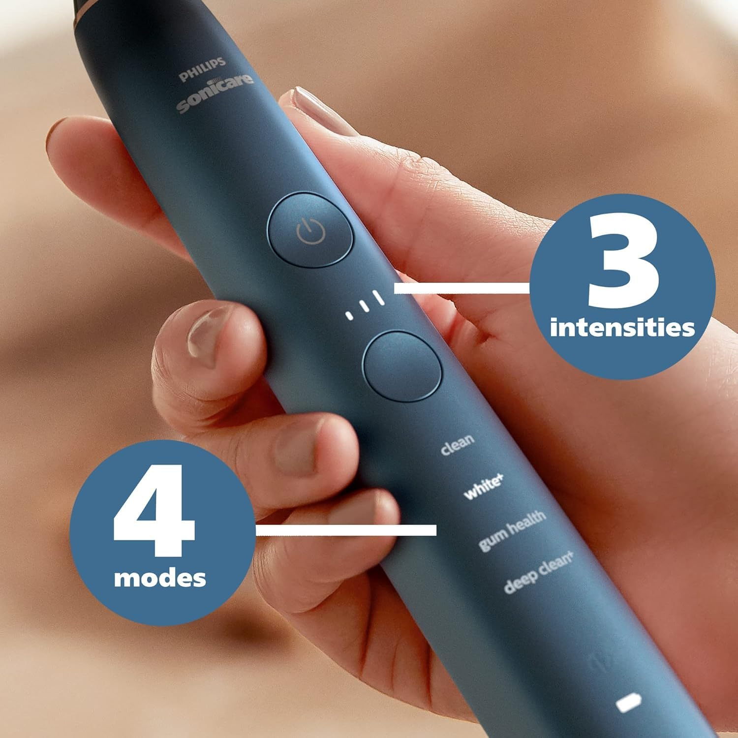 Philips Sonicare Diamondclean 9000 Rechargeable Sonic Electric Toothbrush with App, Built-In Pressure Sensor, 4 Clean Modes & 3 Intensities, Navy, HX9911/96 image number 2