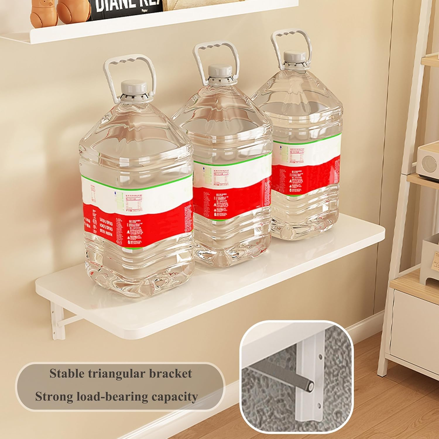 FANGXIN Wall Mounted Folding Table,Piano Baking Paint Waterproof Floating Desk for Small Spaces,Hanging Desk for Home Office Computer Workstation,Study Work Bench, Kitchen Dining (60&times;40Cm) image number 5