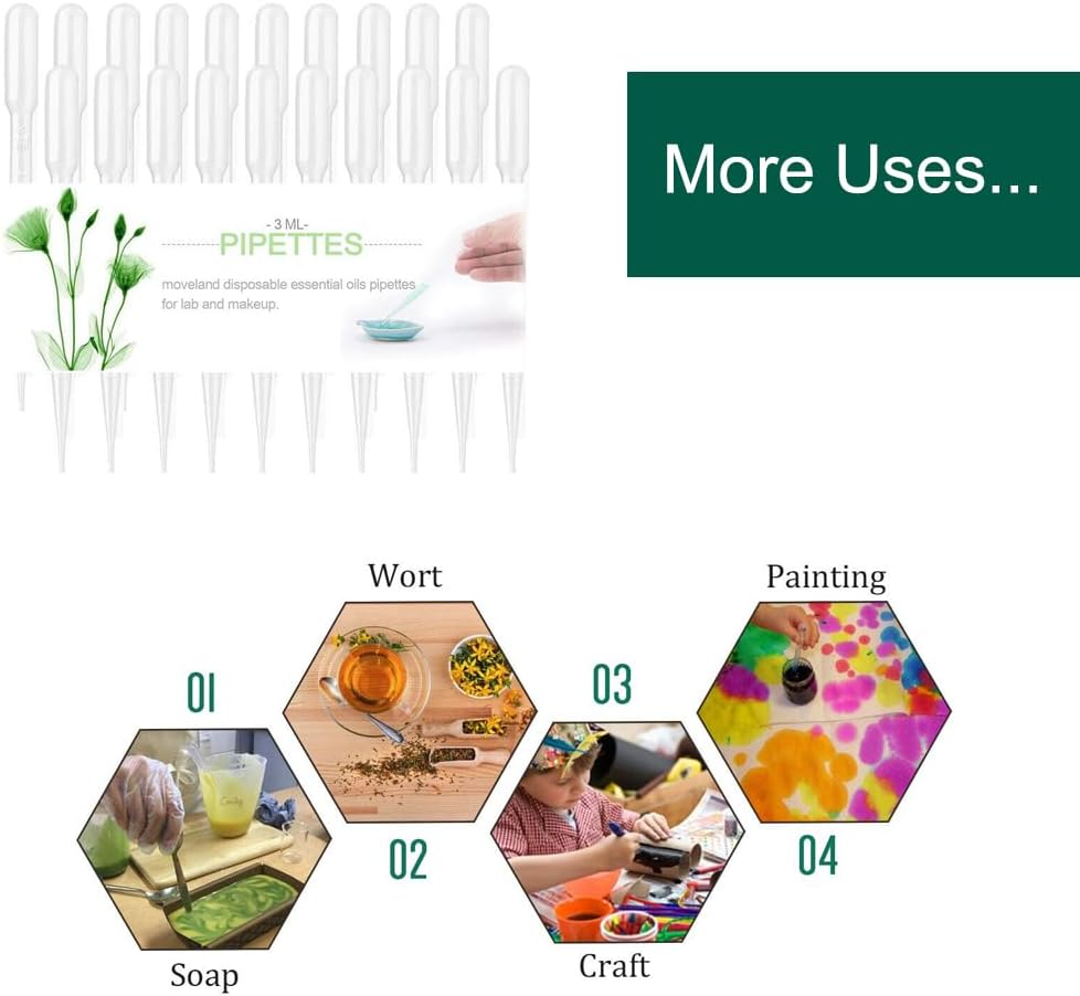 100 PCS 5ML Disposable Plastic Transfer Liquid Dropper Plastic Essential Oils Graduated Transfer Pipettes Washable Pipettes for Essential Oils Paint Alcohol image number 1