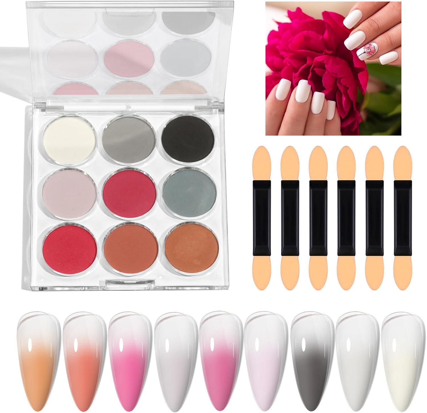 Pigment Nail Powder - Mirror Finish Rainbow | 9 Colors,Art Gradient Rainbow DIY Decoration for Women Girls Easter Halloween Christmas