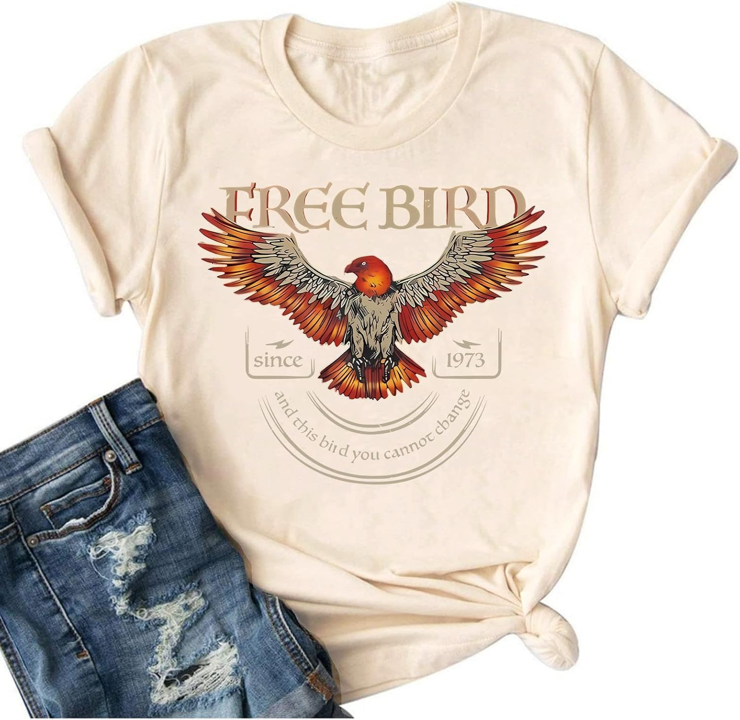 Free Bird Eagle since 1973 Print T Shirt for Women Party