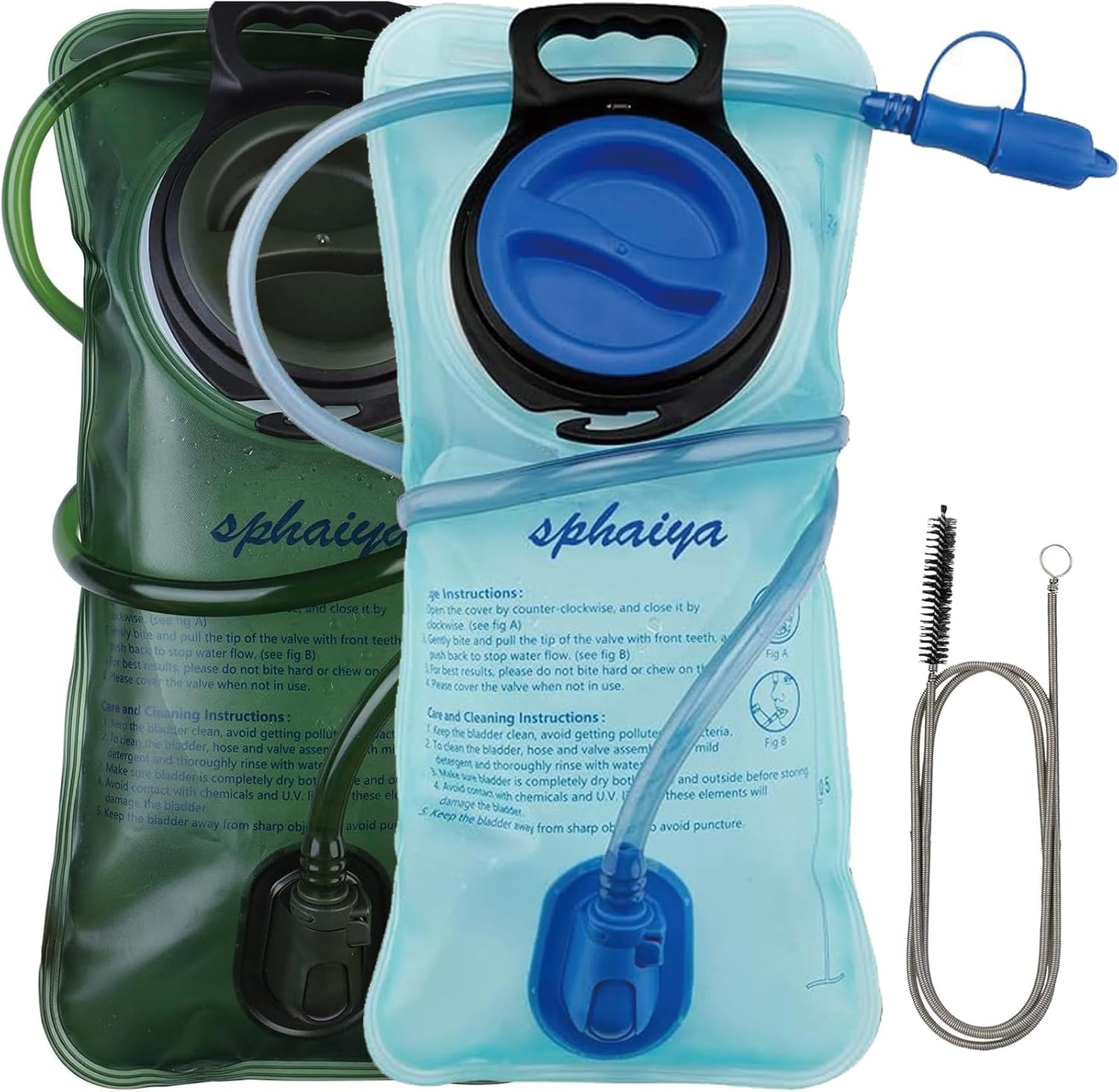 Hydration Bladder 2 Pack+1Pcs Clean Flexible Brush 2 Liter Leak Proof Water Storage Bag Reservoir，Military Hydration Pack Replacement for Hiking Biking Climbing Cycling Running Camping Backpack