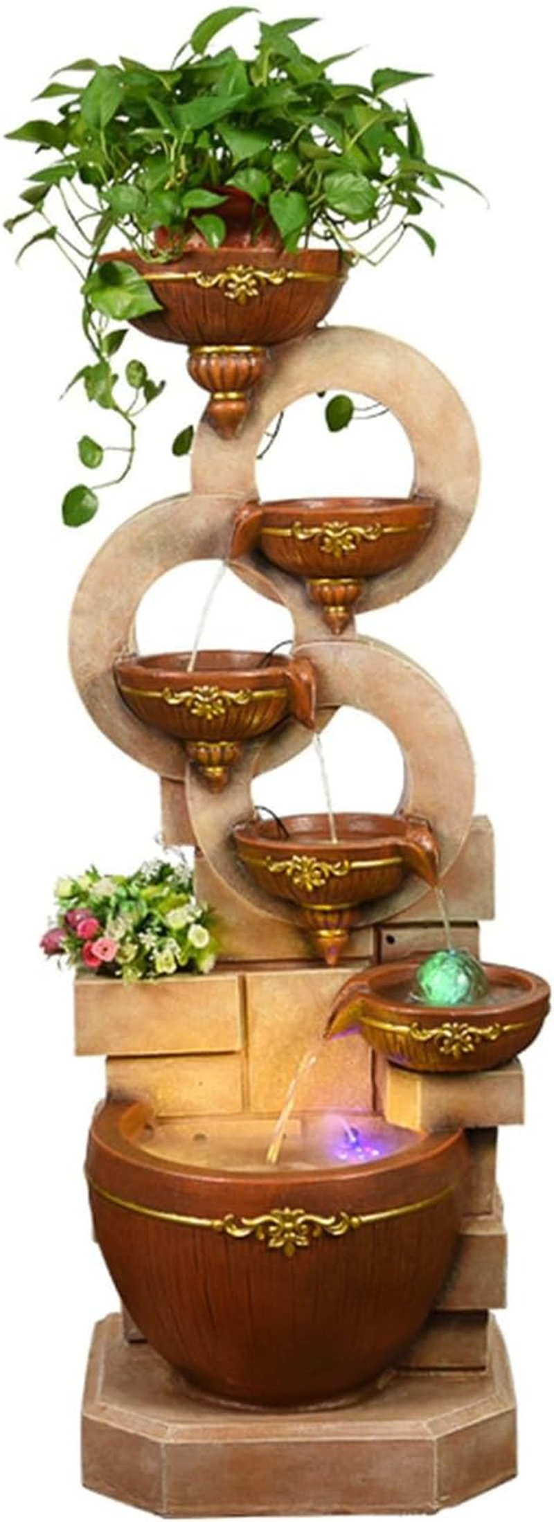 Outdoor Fountain Outdoor Water Fountains Decor Resin Indoor Fountain for Garden, Floor Patio, Deck, Porch, Backyard and Home Art (51.18Inch)(White)