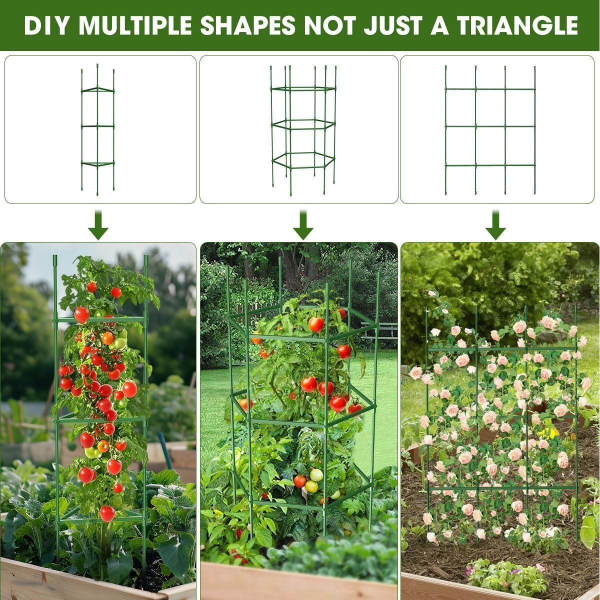4PCS Tomato Cages for Garden, Tomato Trellis for Raised Garden Bed, 130CM Tall Tomato Cage Plant Support for Pots, Gardening Supplies Trellis for Climbing Plants (High: 130CM) image number 1