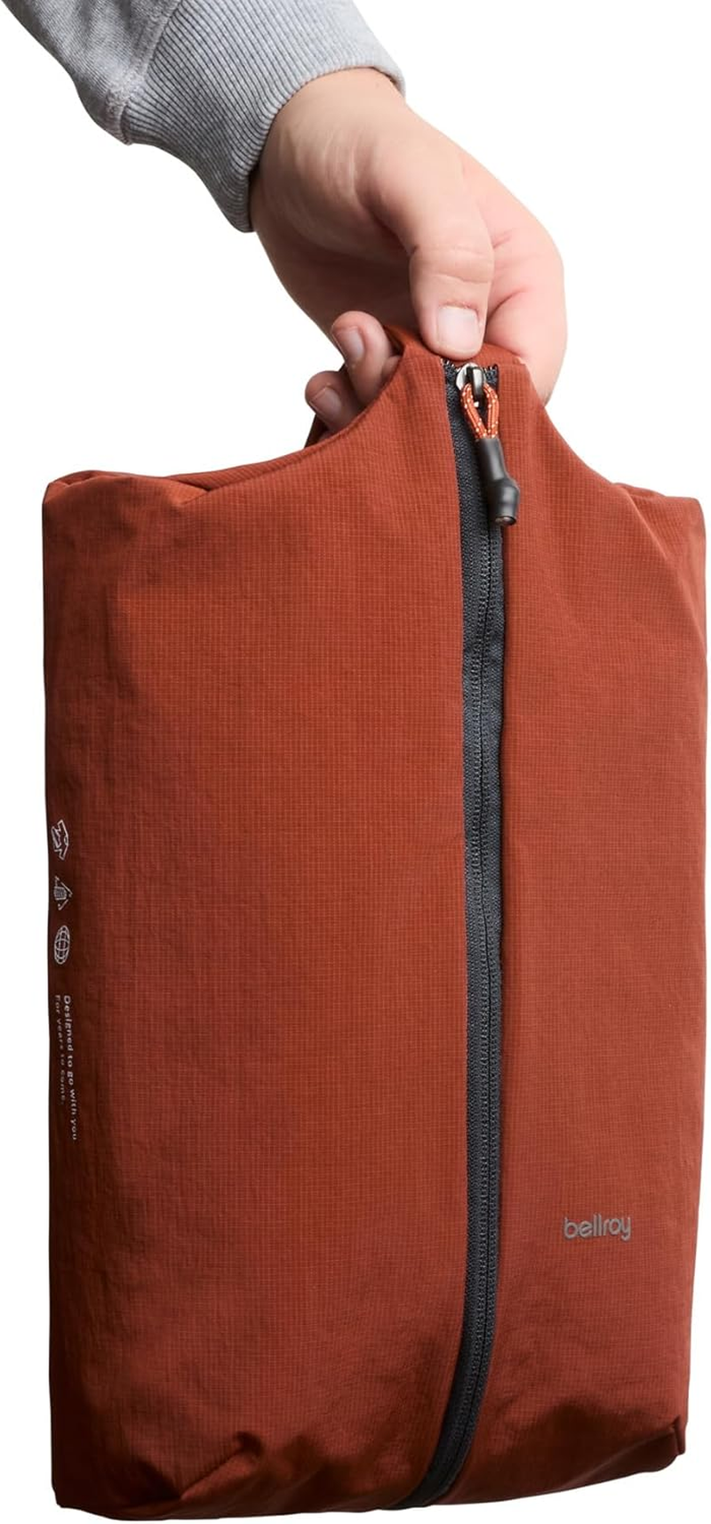 Bellroy Lite Packing Caddy 8L (Travel Organizer Packing Cube, Zip-Up Storage Solution for Travel near or Far) - Clay - Ash image number 3