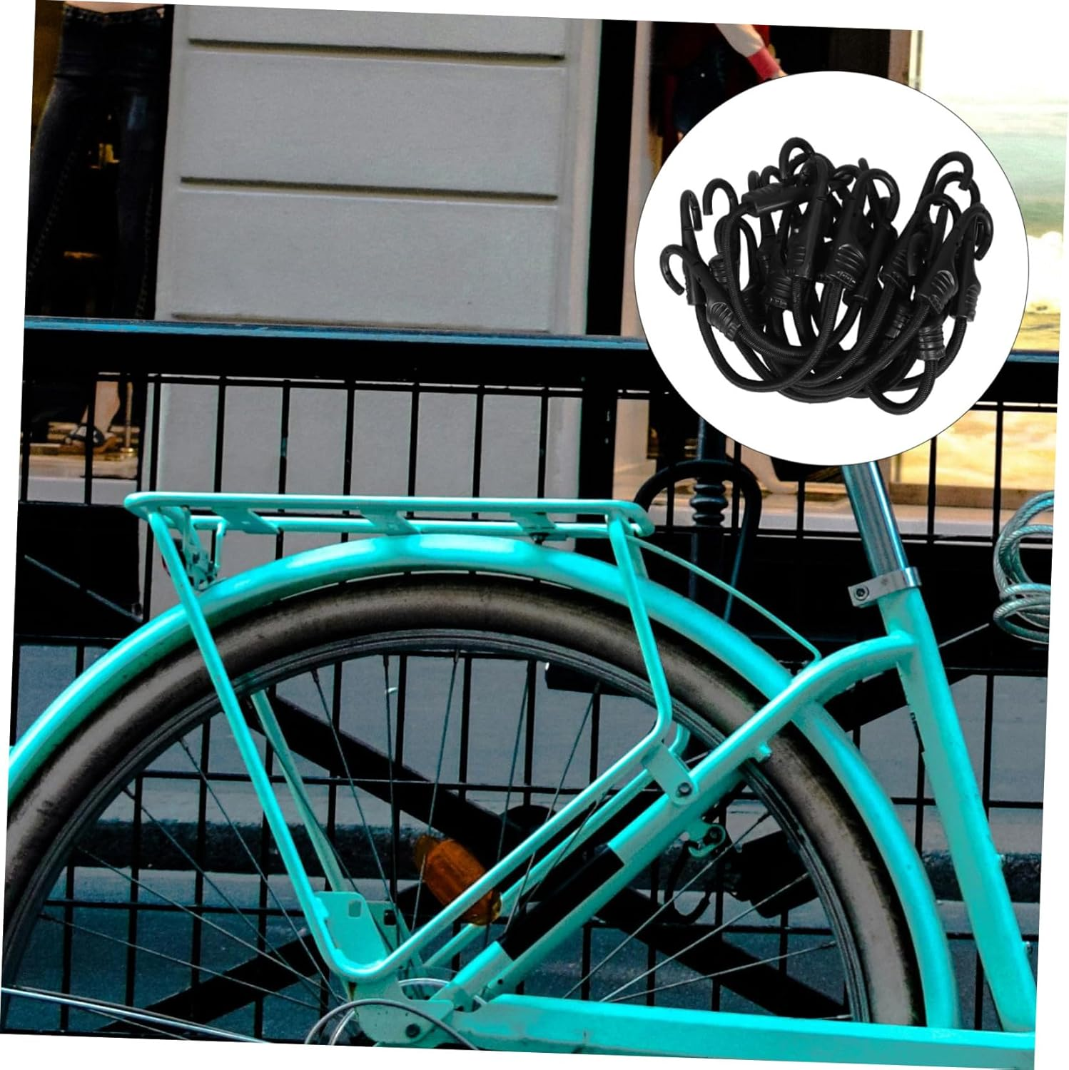 GLSTOY 12Pcs Elastic Luggage Strap Kit Bike Bungee Cord Hooks Car Trunk Bike Rack Straps Stretchable Tie down Ropes image number 4