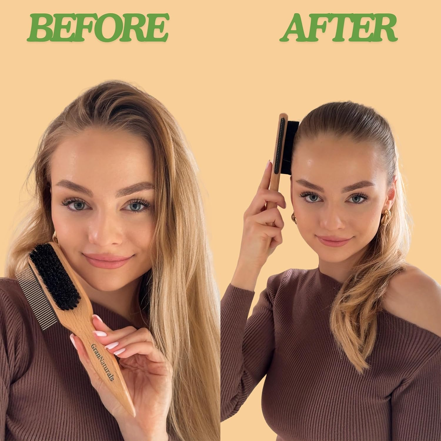 Grannaturals 2 Sided Boar Bristle Slick Back Hair Brush with Comb image number 4