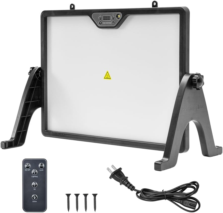 ALSTON Chick Warmer Pet Warmer 220V Dual-Sided Electric Remote Hangable Heating Plate Angle and Temperature Adjustable Chicken Brooder for Poultry Heating image number 2