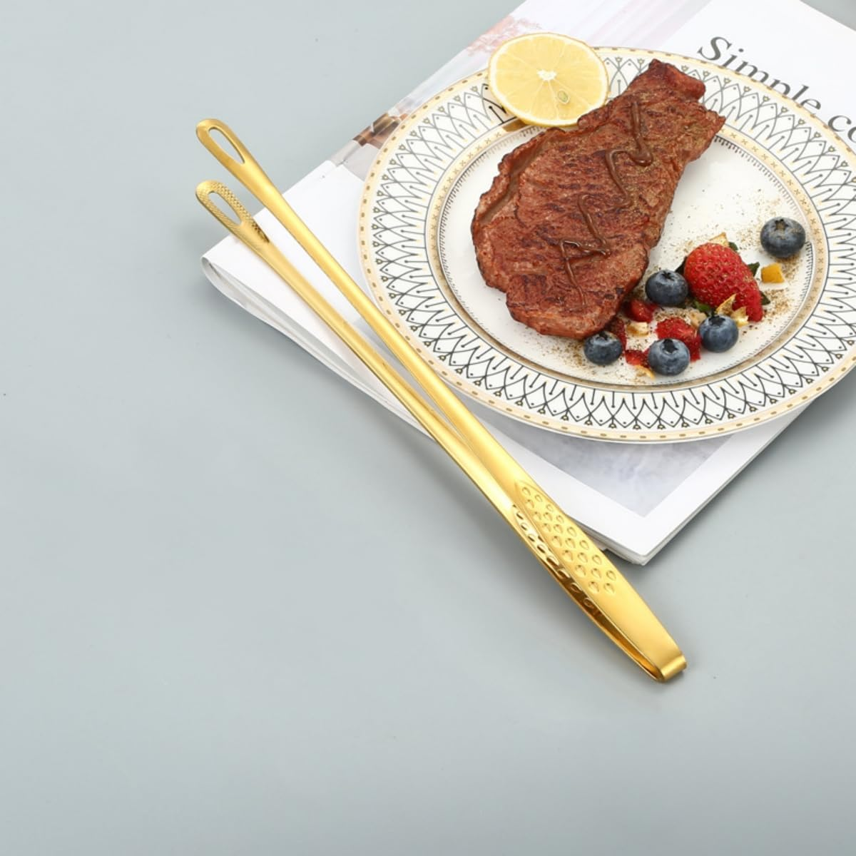 Cast Iron Reversible Grill Plate, Double-Sided Griddle Pan with Tongs & Gloves, Rectangular Grilling Pan for Stove Tops, Gas Grills, Outdoor Cooking, 46&times;25Cm image number 5