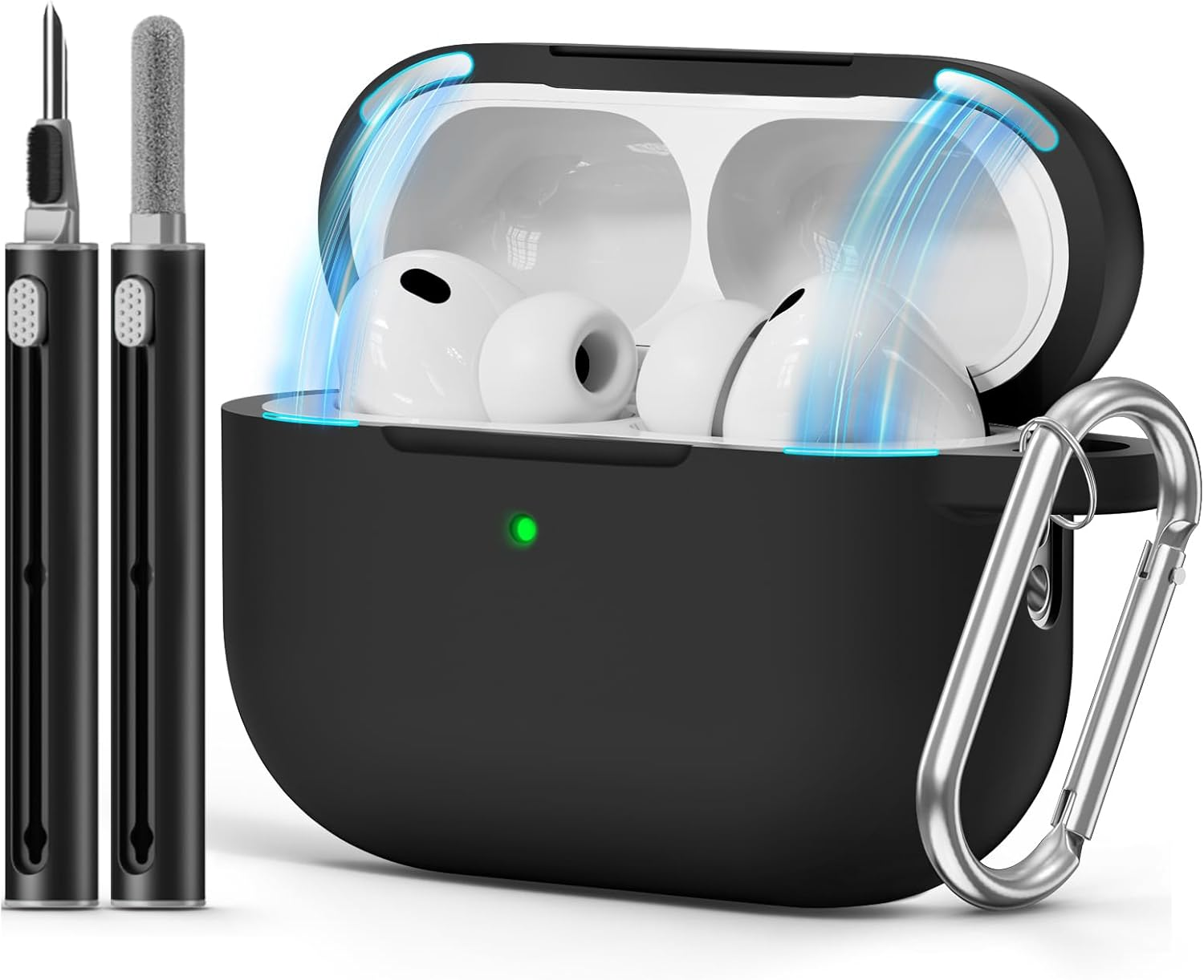 Inesore for Airpods Pro 3 Case Cover (2025) with Magnetic Lid Lock, Soft Silicone Case Compatible with Airpods Pro 3Nd Generation, Accessories with Cleaning Kit and Keychain -Black