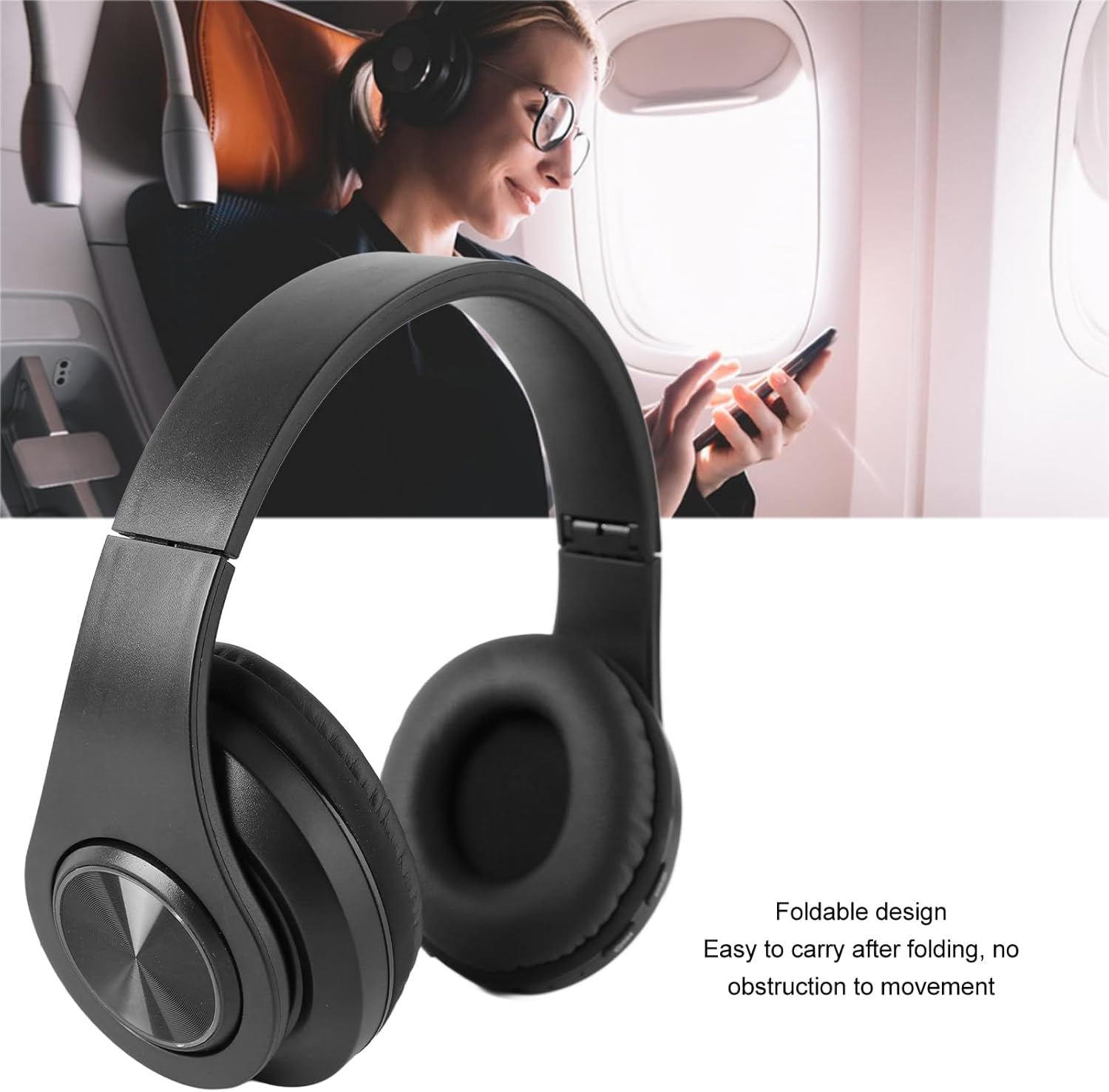 Active Noise Cancelling Headphones, Wireless Bluetooth Headphones, Stereo Sound Noise Reduction, Portable Foldable Bluetooth Headphones for Sports, image number 2