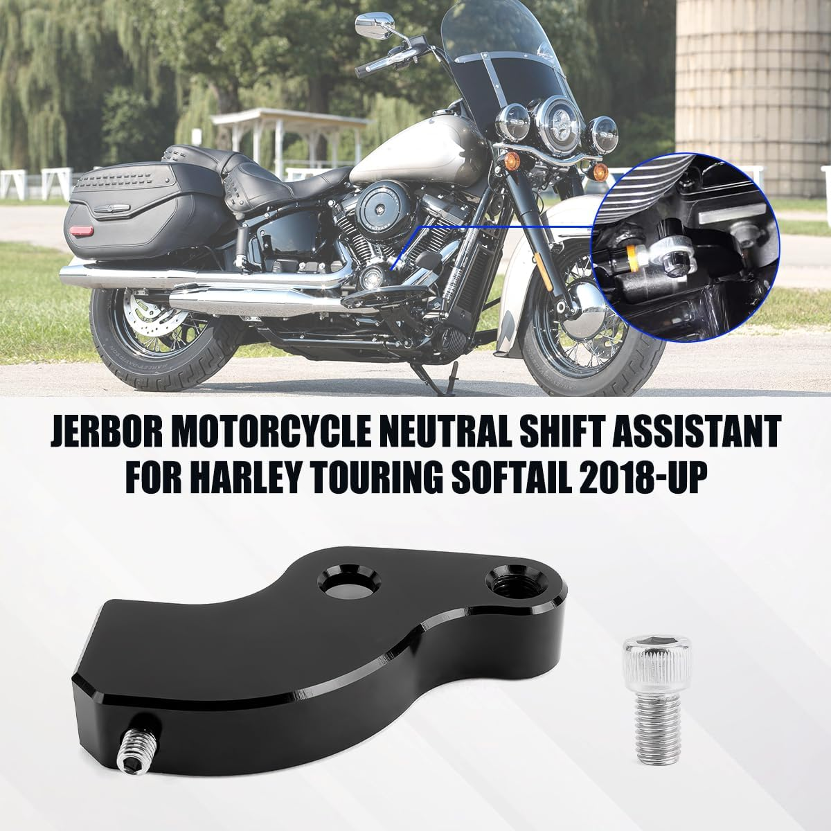 Jerbor Motorcycle Neutral Shift Assistant for Harley Touring Softail 2018-Up, Durable Aluminum Alloy Neutral Shift Auxiliary Bracket Mount, Easier by 20% Neutral Shift Gear for Harley Accessories image number 2